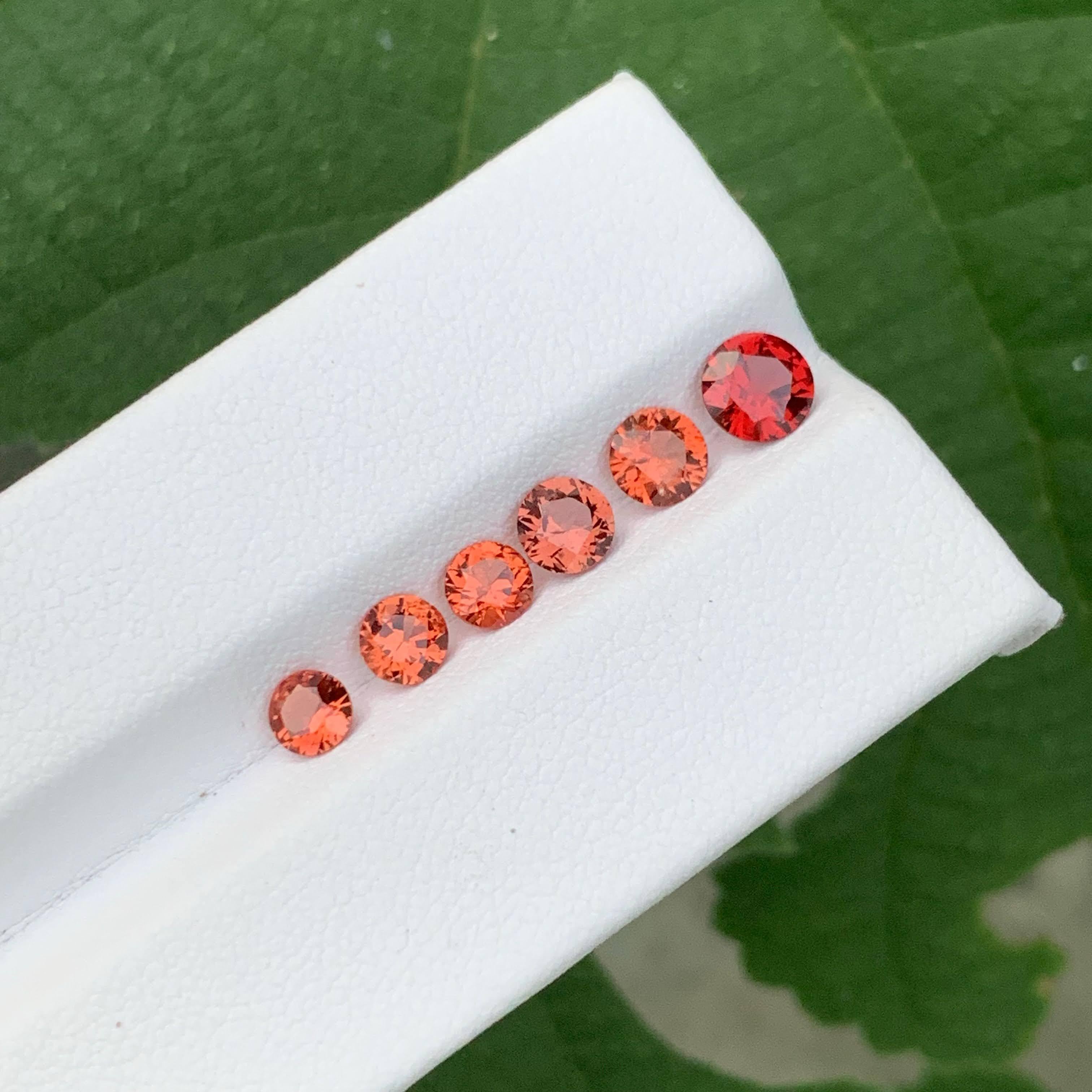 Lote de 6 piezas de espinela marrón rojiza suelta natural de 2,45 quilates talla redonda procedente de Birmania en venta 4