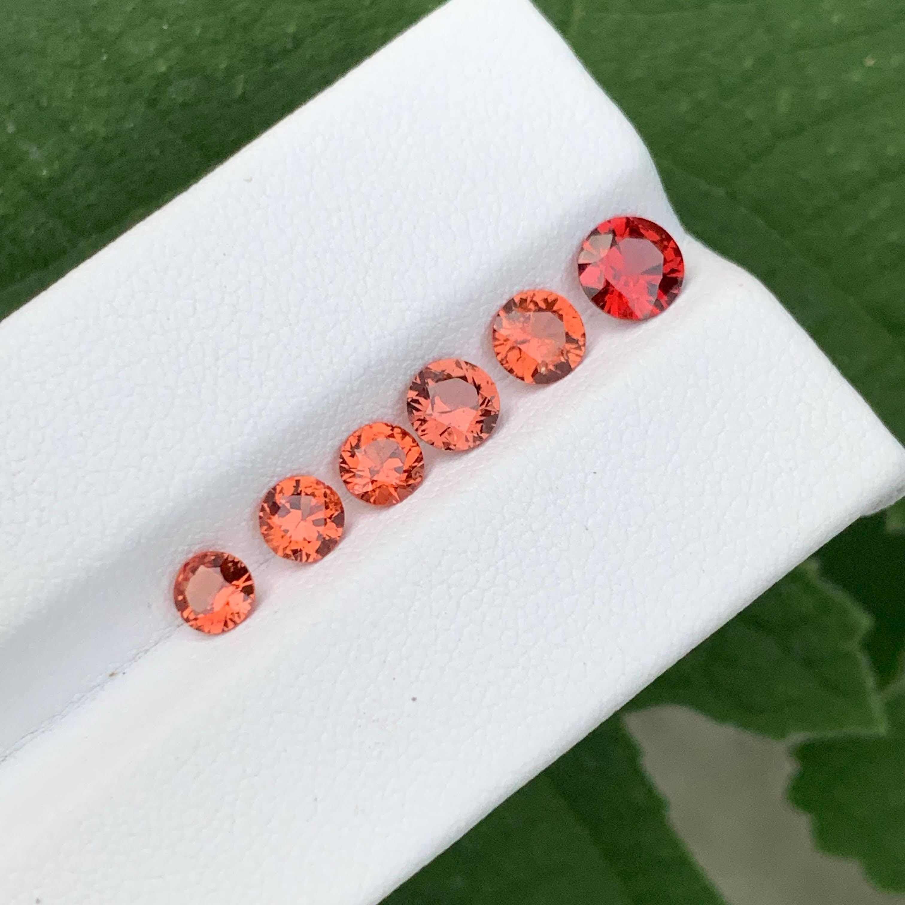 Lote de 6 piezas de espinela marrón rojiza suelta natural de 2,45 quilates talla redonda procedente de Birmania en venta 5