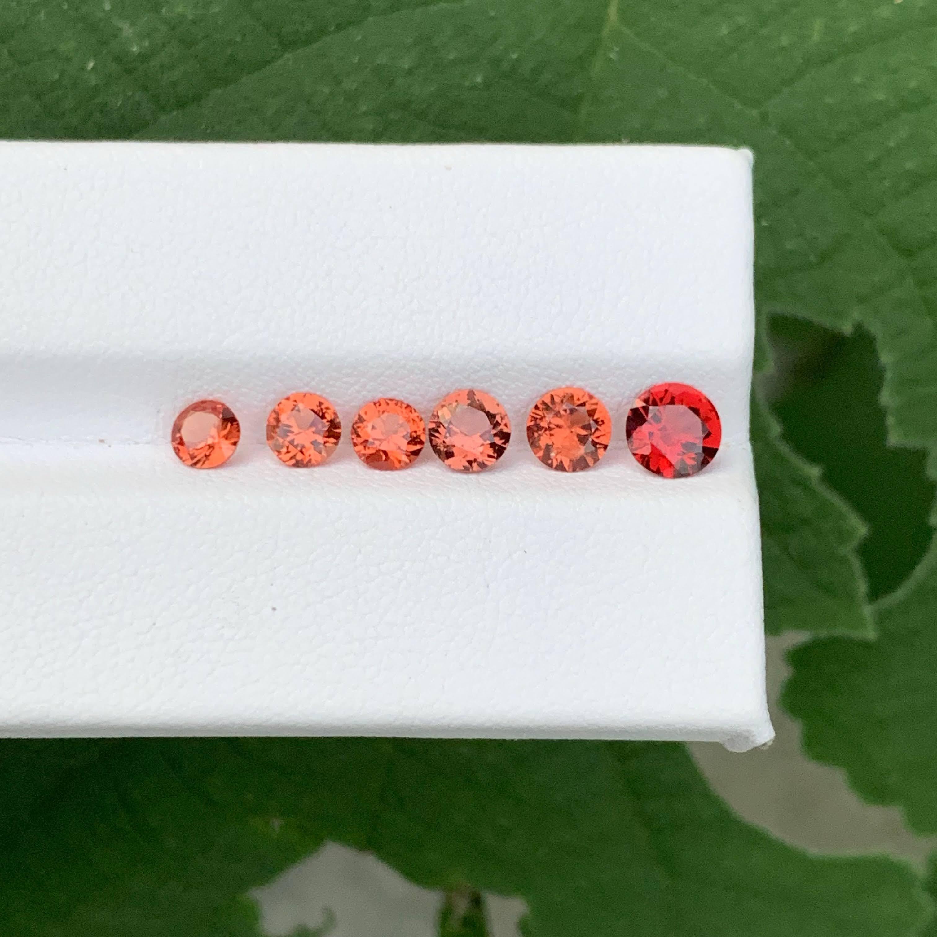 Lote de 6 piezas de espinela marrón rojiza suelta natural de 2,45 quilates talla redonda procedente de Birmania Corte redondo en venta