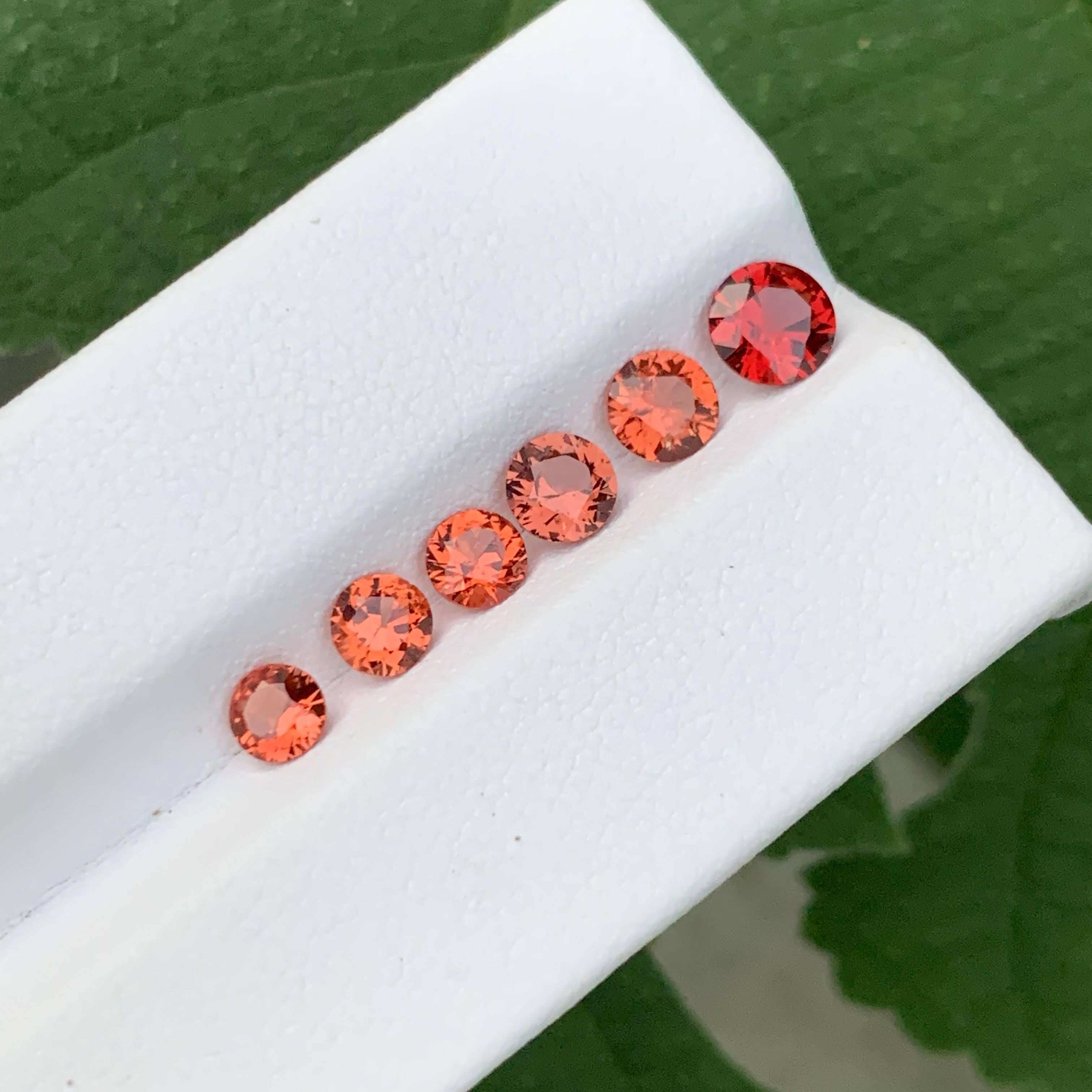 Femenino o masculino Lote de 6 piezas de espinela marrón rojiza suelta natural de 2,45 quilates talla redonda procedente de Birmania en venta