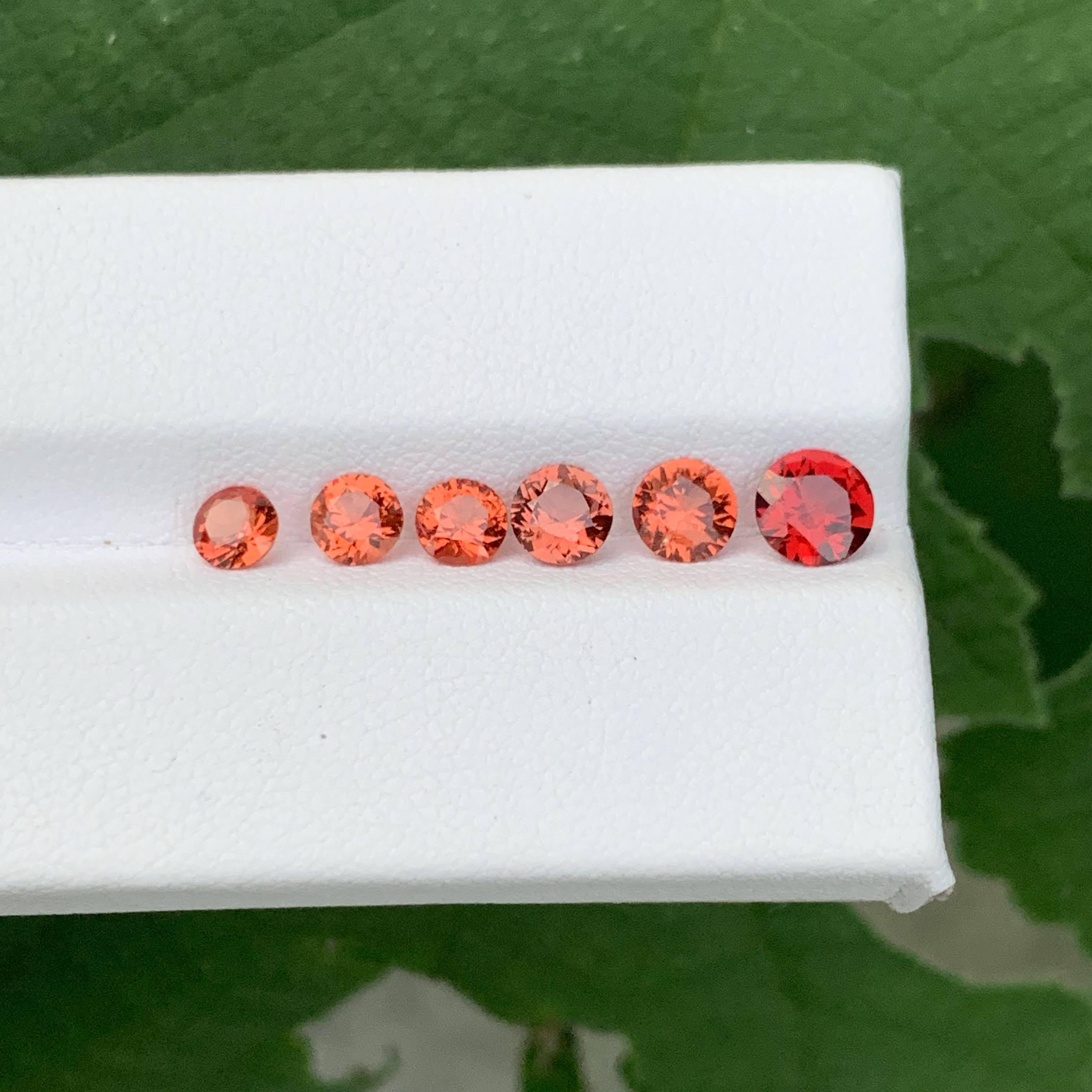 Lote de 6 piezas de espinela marrón rojiza suelta natural de 2,45 quilates talla redonda procedente de Birmania en venta 1