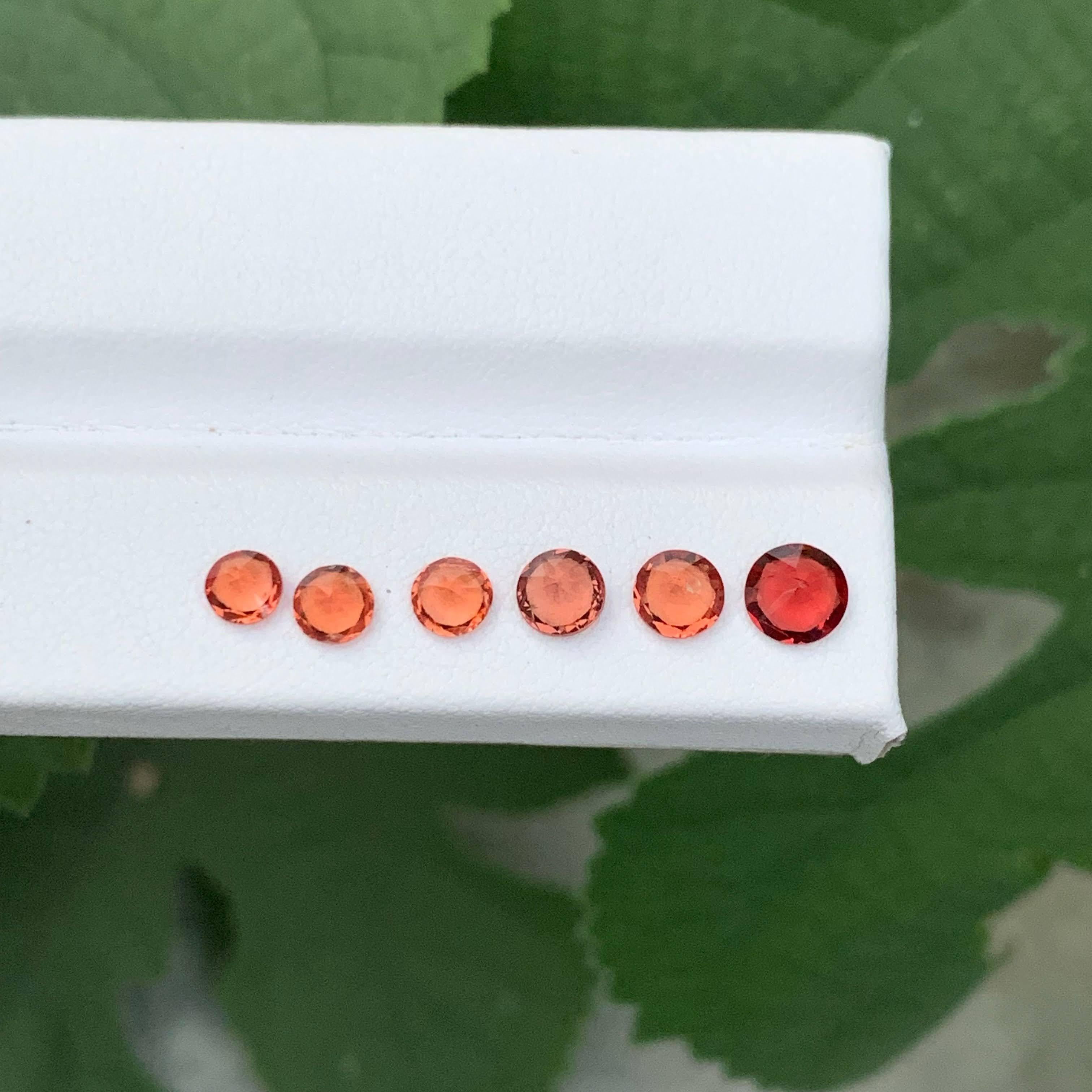 Lote de 6 piezas de espinela marrón rojiza suelta natural de 2,45 quilates talla redonda procedente de Birmania en venta 2