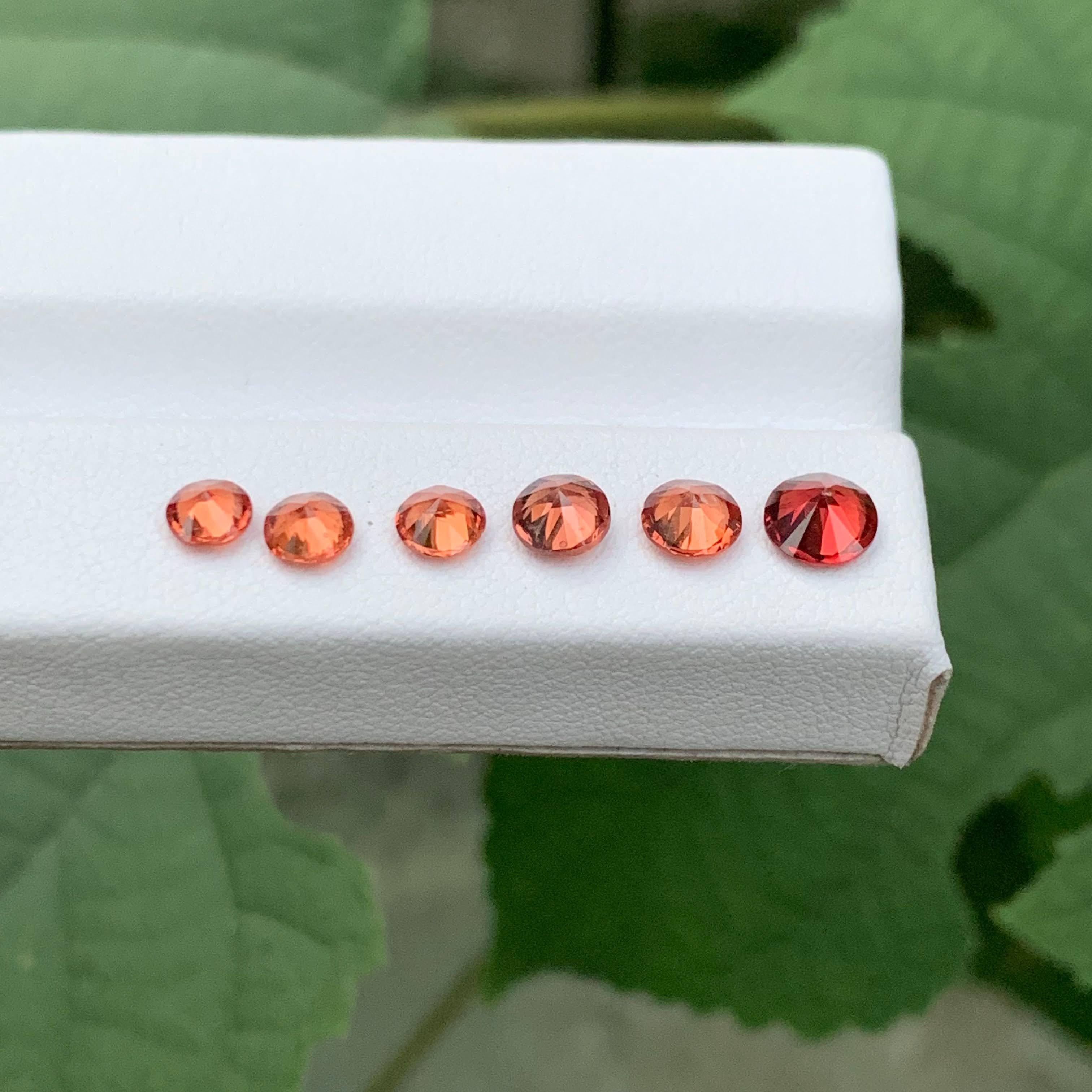 Lote de 6 piezas de espinela marrón rojiza suelta natural de 2,45 quilates talla redonda procedente de Birmania en venta 3