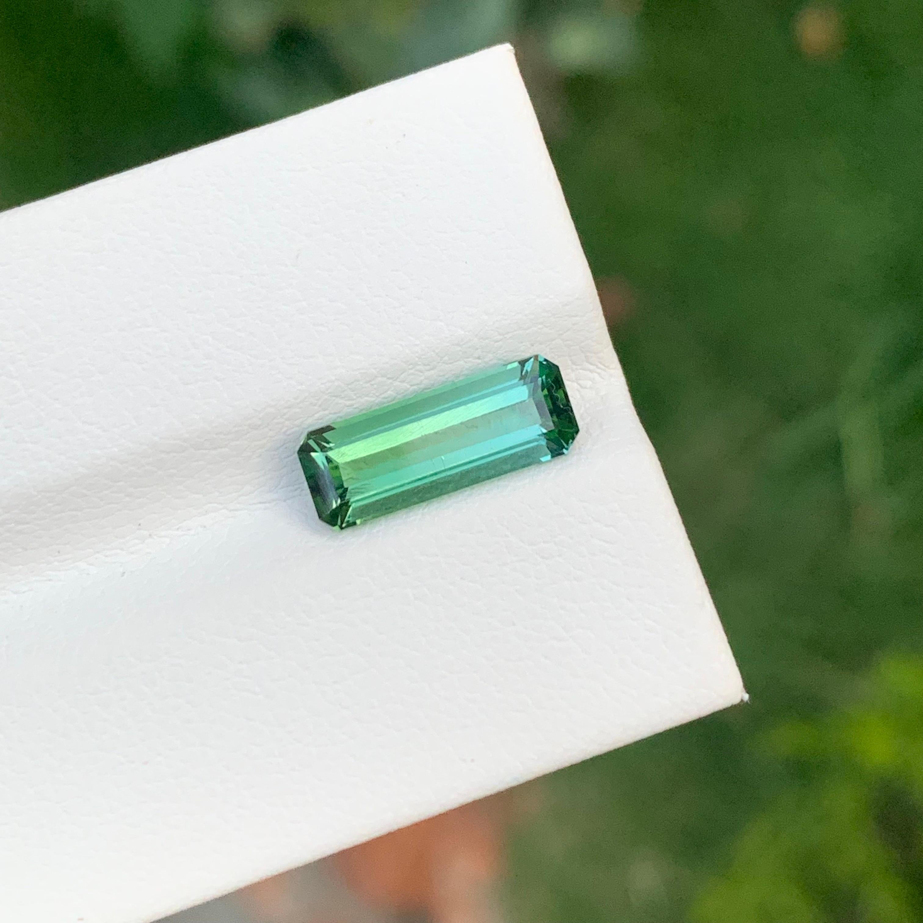 2.45 Carat Natural Loose Bi Colour Tourmaline Long Emerald Shape Gemstone For Sale 4