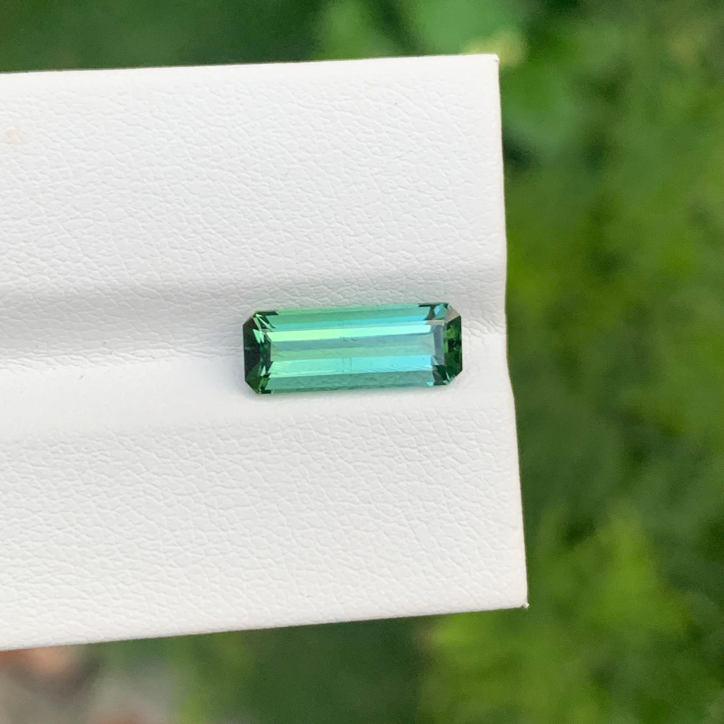 2.45 Carat Natural Loose Bi Colour Tourmaline Long Emerald Shape Gemstone For Sale 5