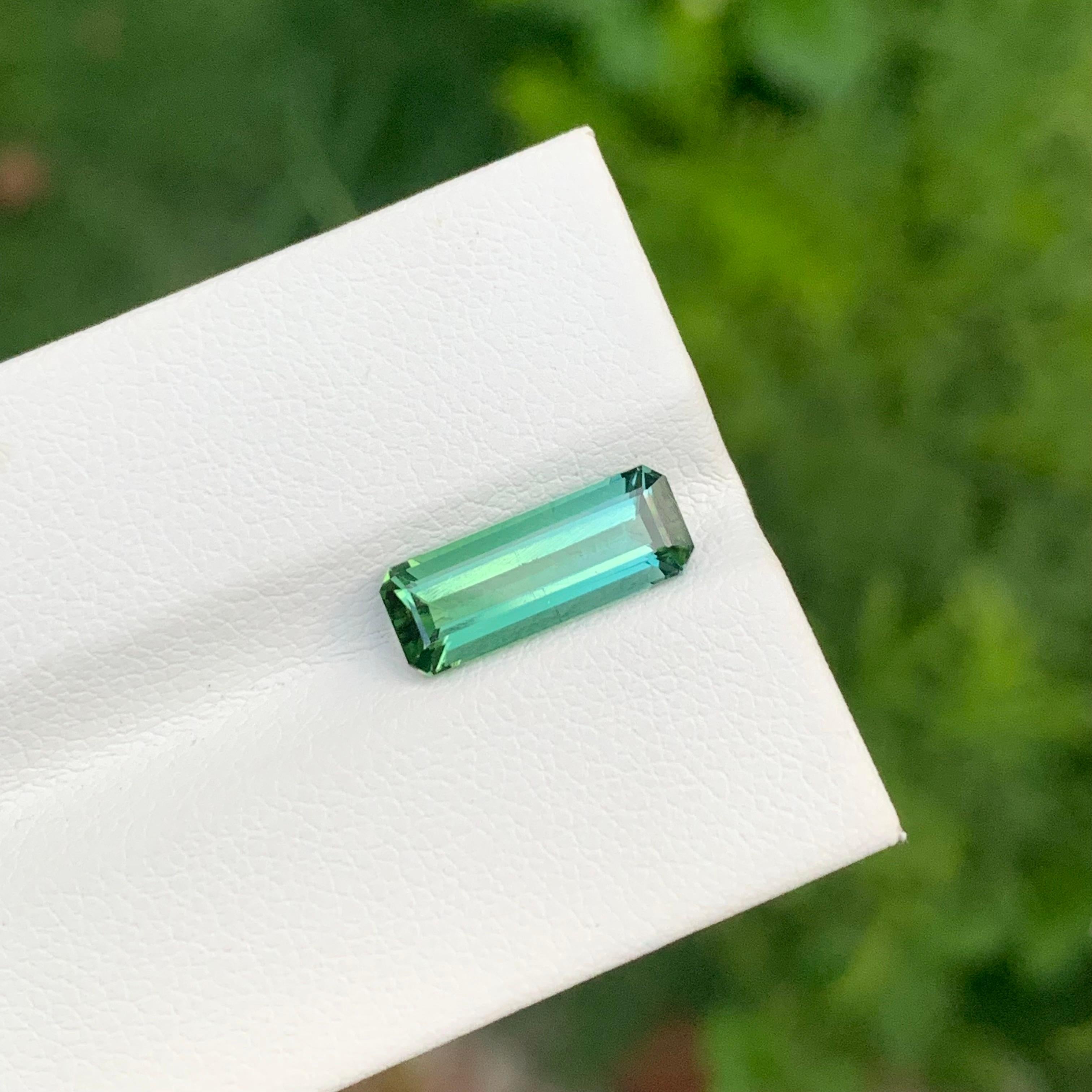 Arts and Crafts 2.45 Carat Natural Loose Bi Colour Tourmaline Long Emerald Shape Gemstone For Sale