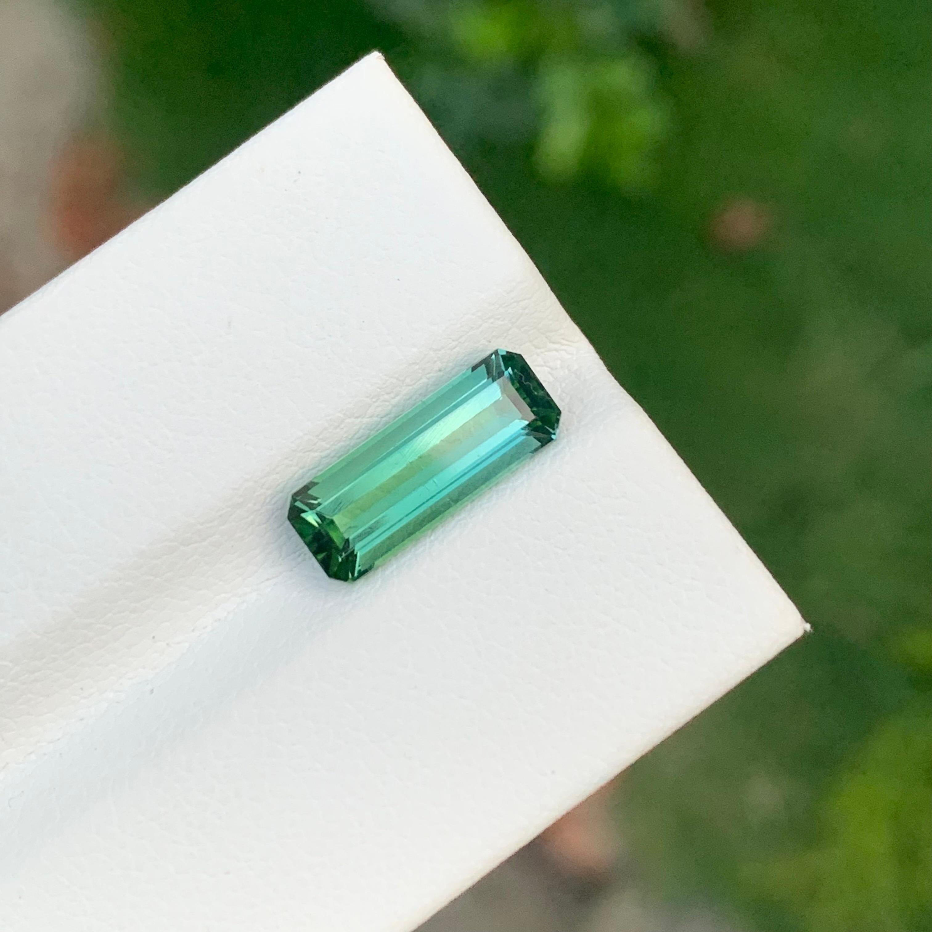 Emerald Cut 2.45 Carat Natural Loose Bi Colour Tourmaline Long Emerald Shape Gemstone For Sale