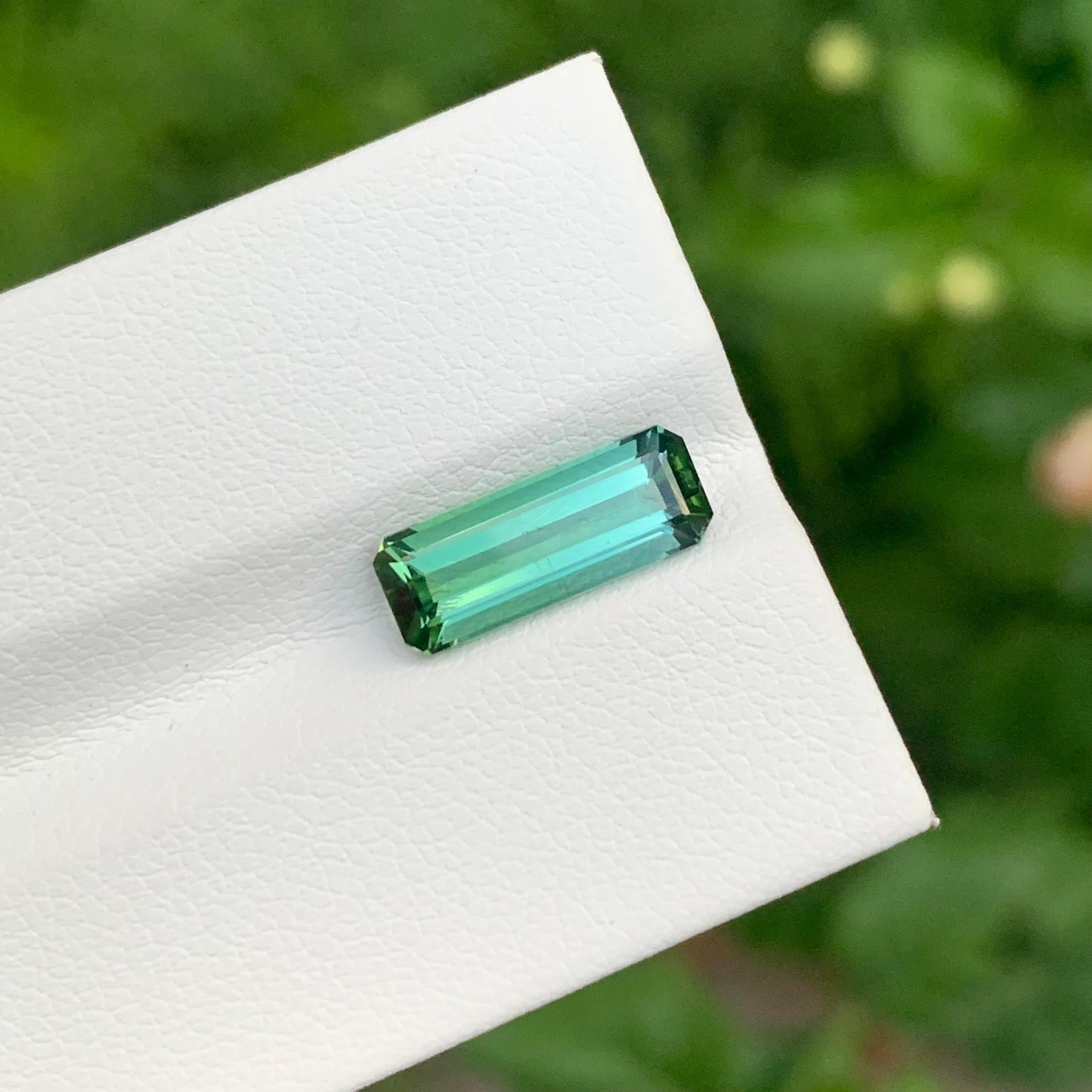 Women's or Men's 2.45 Carat Natural Loose Bi Colour Tourmaline Long Emerald Shape Gemstone For Sale