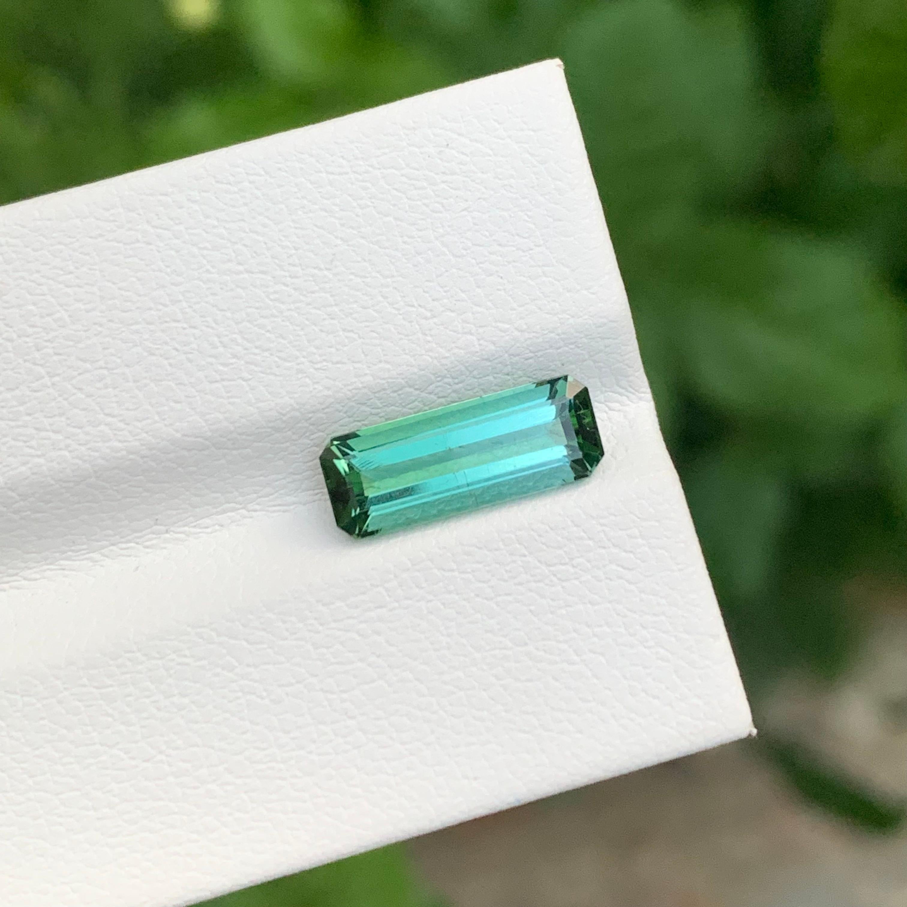 2.45 Carat Natural Loose Bi Colour Tourmaline Long Emerald Shape Gemstone For Sale 1
