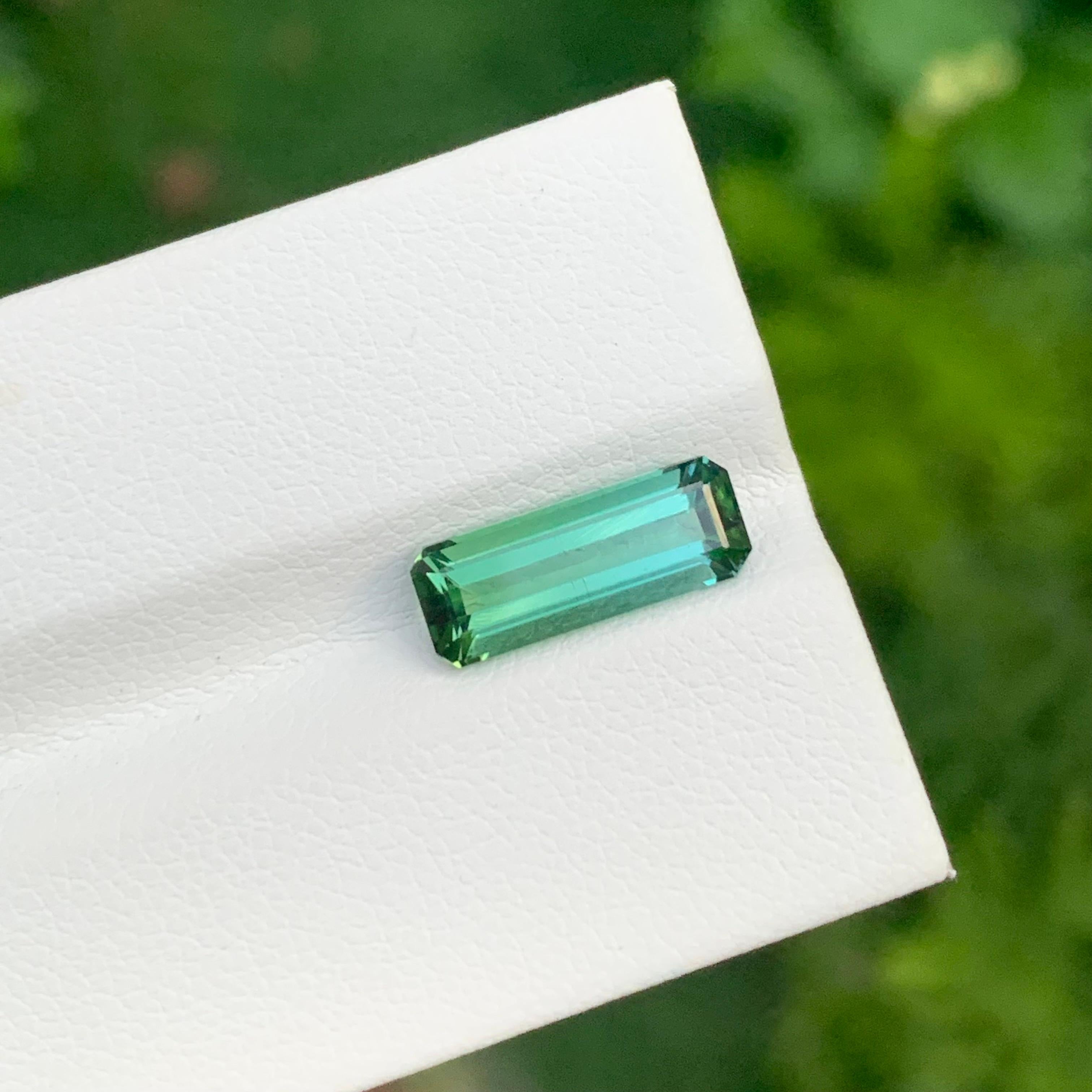 2.45 Carat Natural Loose Bi Colour Tourmaline Long Emerald Shape Gemstone For Sale 2