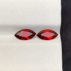 2.45 Carat Natural Loose Deep Red Garnet Set Marquise Cut African Gemstones