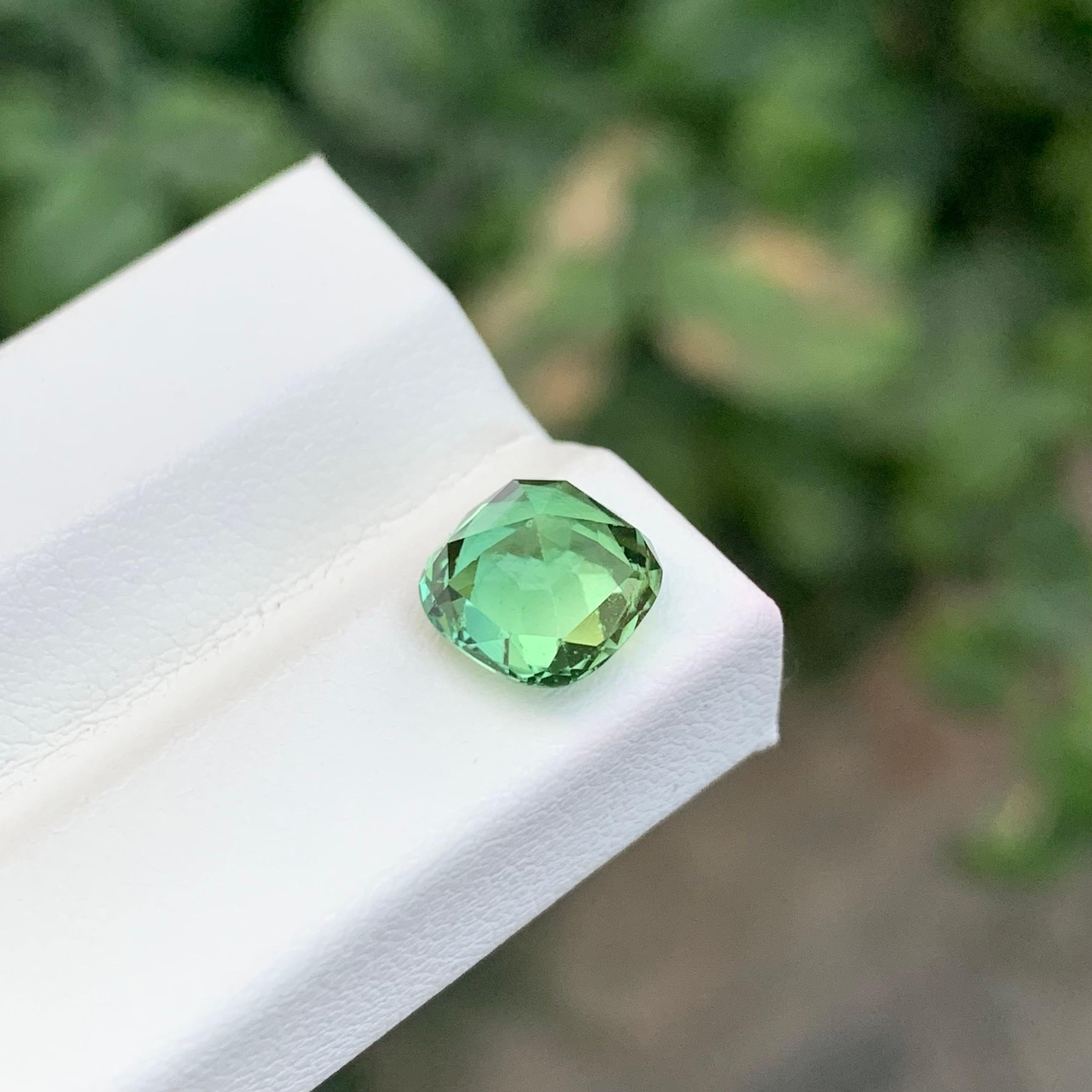 2.45 Carat Natural Loose Mint Green Tourmaline Cushion Shape Gem en vente 4