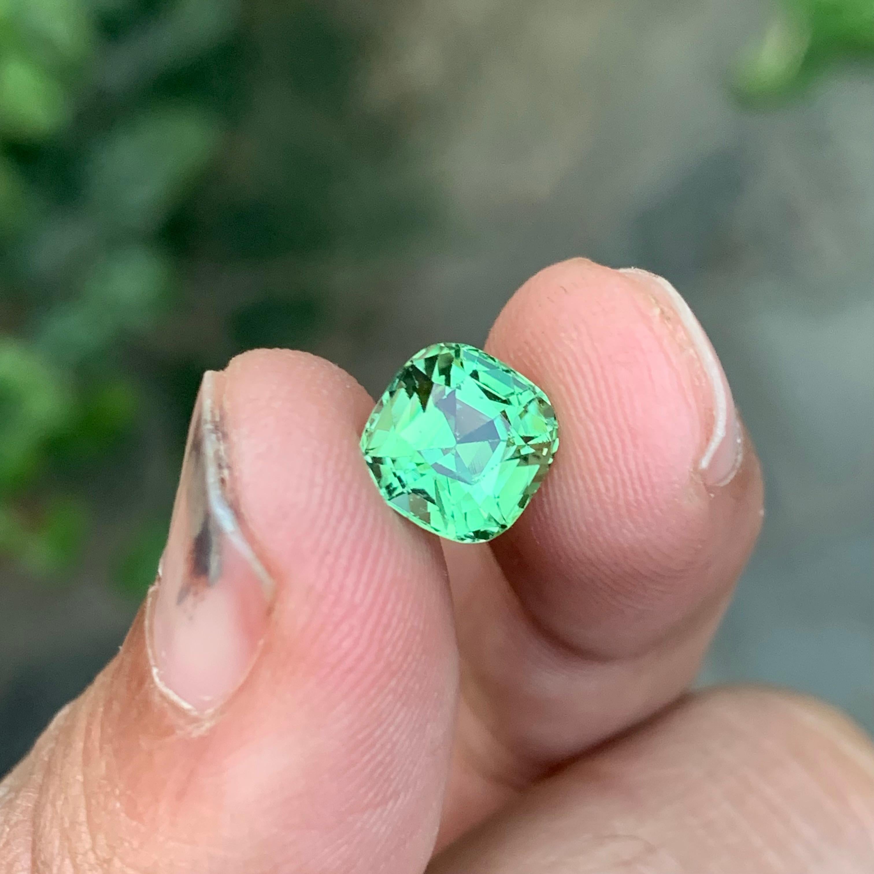 2.45 Carat Natural Loose Mint Green Tourmaline Cushion Shape Gem en vente 6