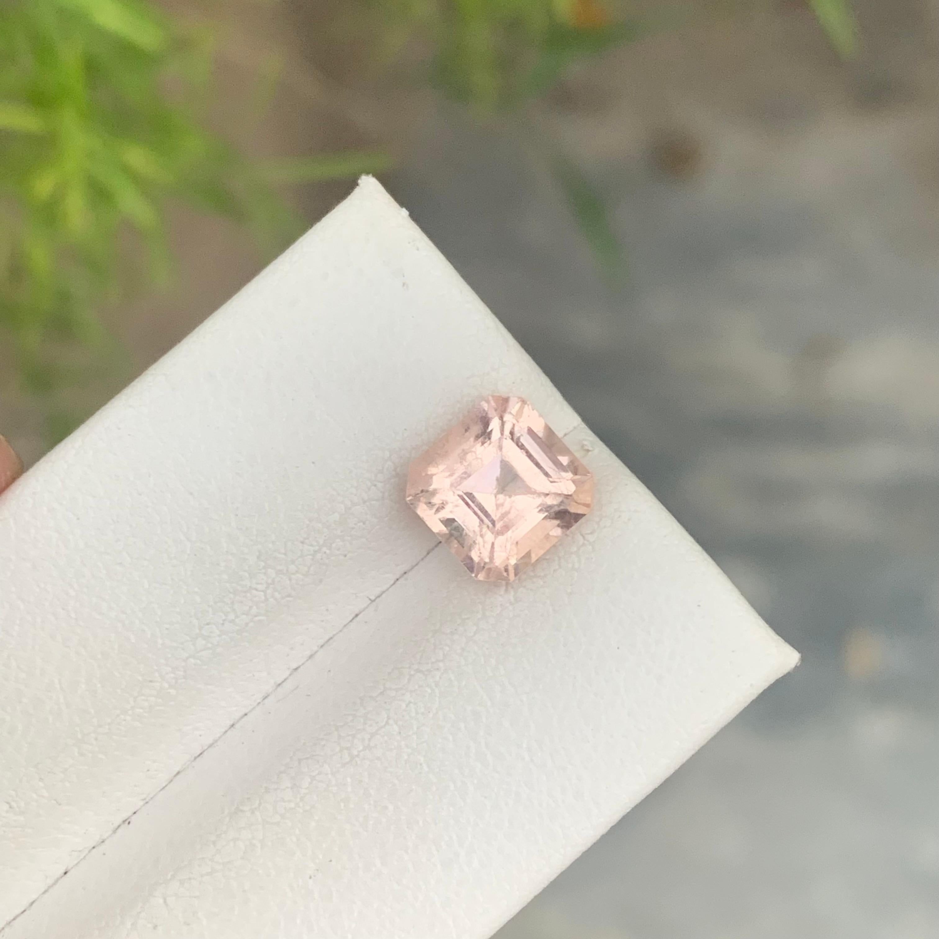 2.45 Carat Natural Loose Peach Morganite Gemstone Asscher Cut In New Condition In Peshawar, PK