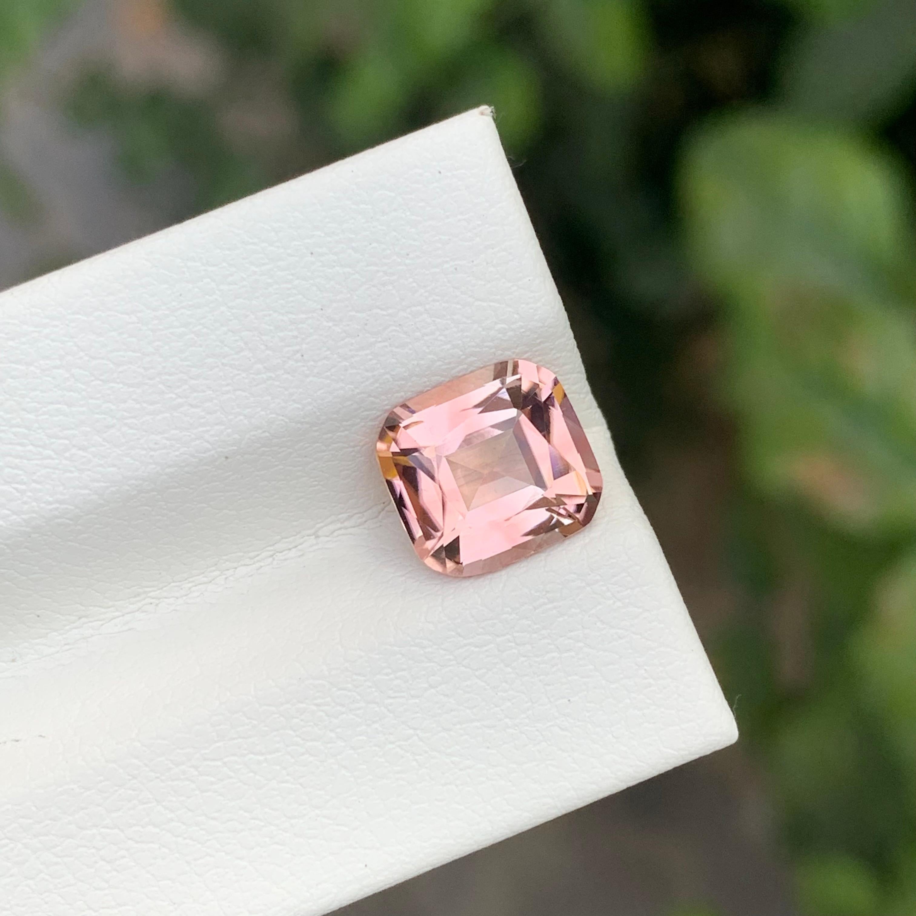 2.45 Carat Natural Loose Peachy Pink Tourmaline Cushion Shape Gem en vente 5