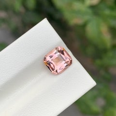 2.45 Carat Natural Loose Peachy Pink Tourmaline Cushion Shape Gem