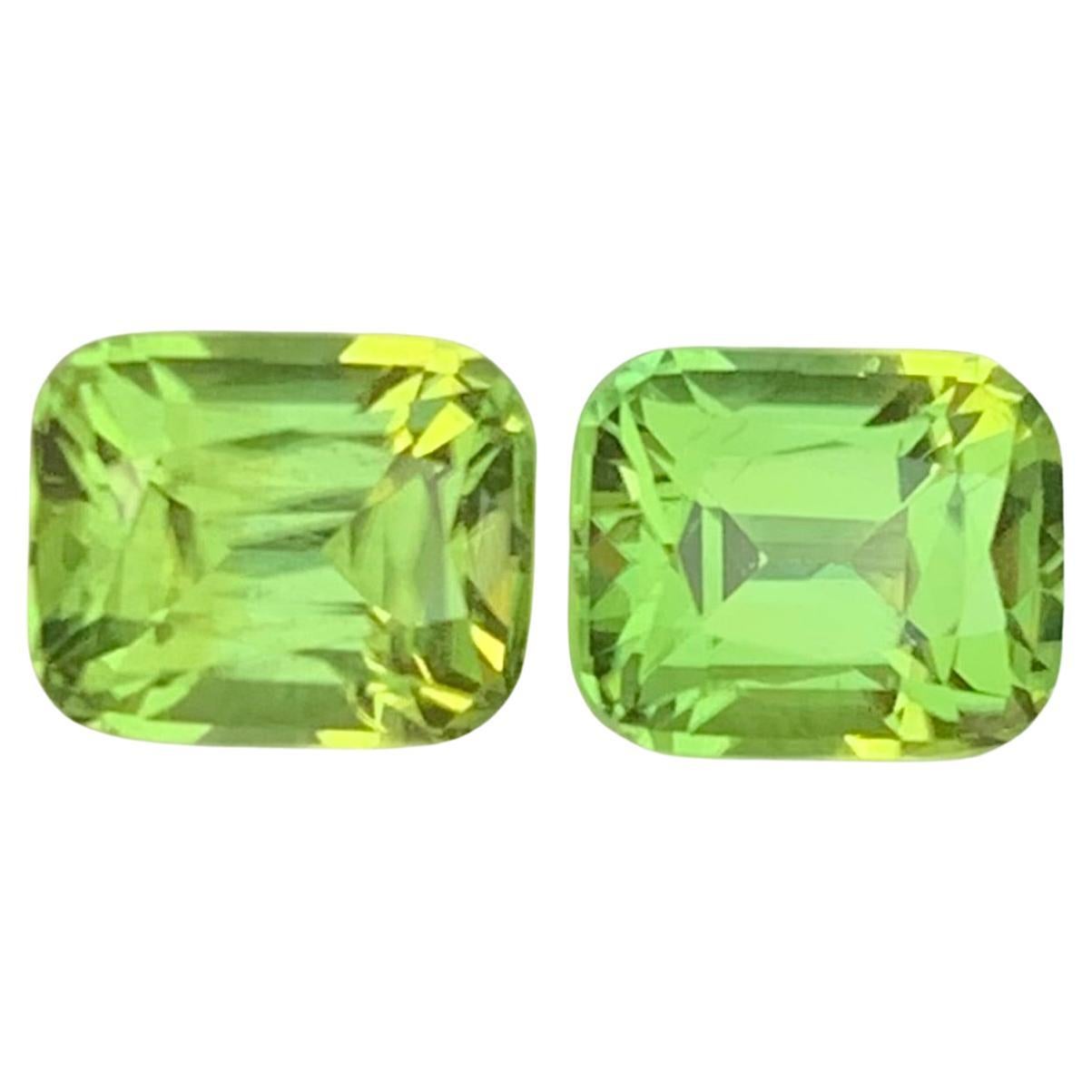 2.45 Carat Natural Loose Peridot Pair Cushion Shape Gemstone