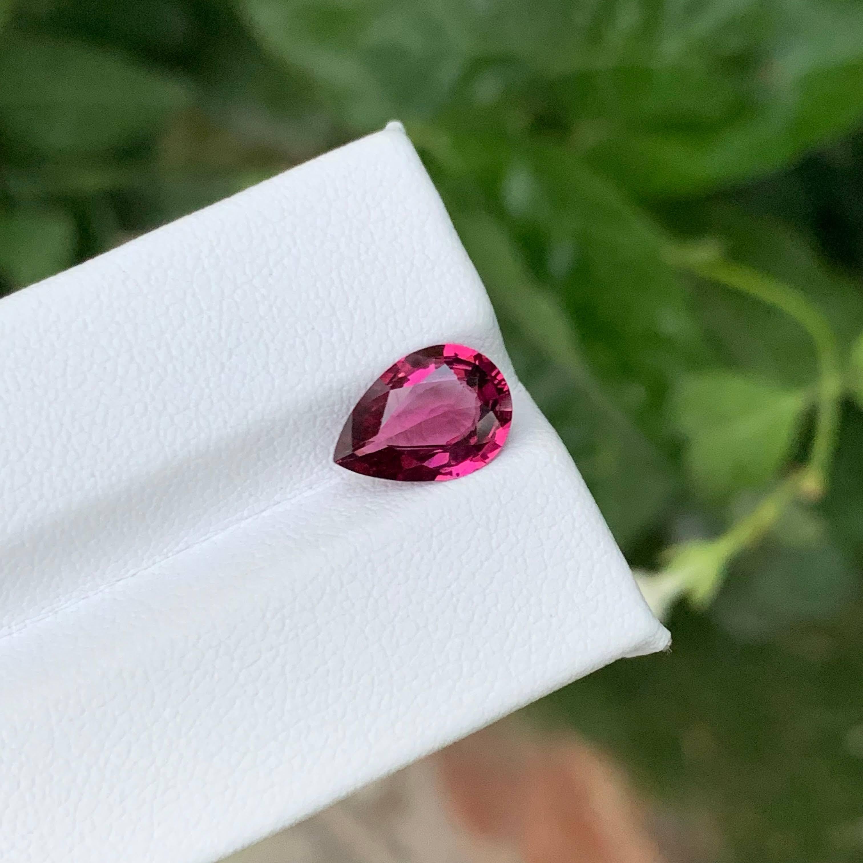 2.45 Carat Natural Loose Rubellite Tourmaline Stone Pear Cut Afghan Gemstone For Sale 5
