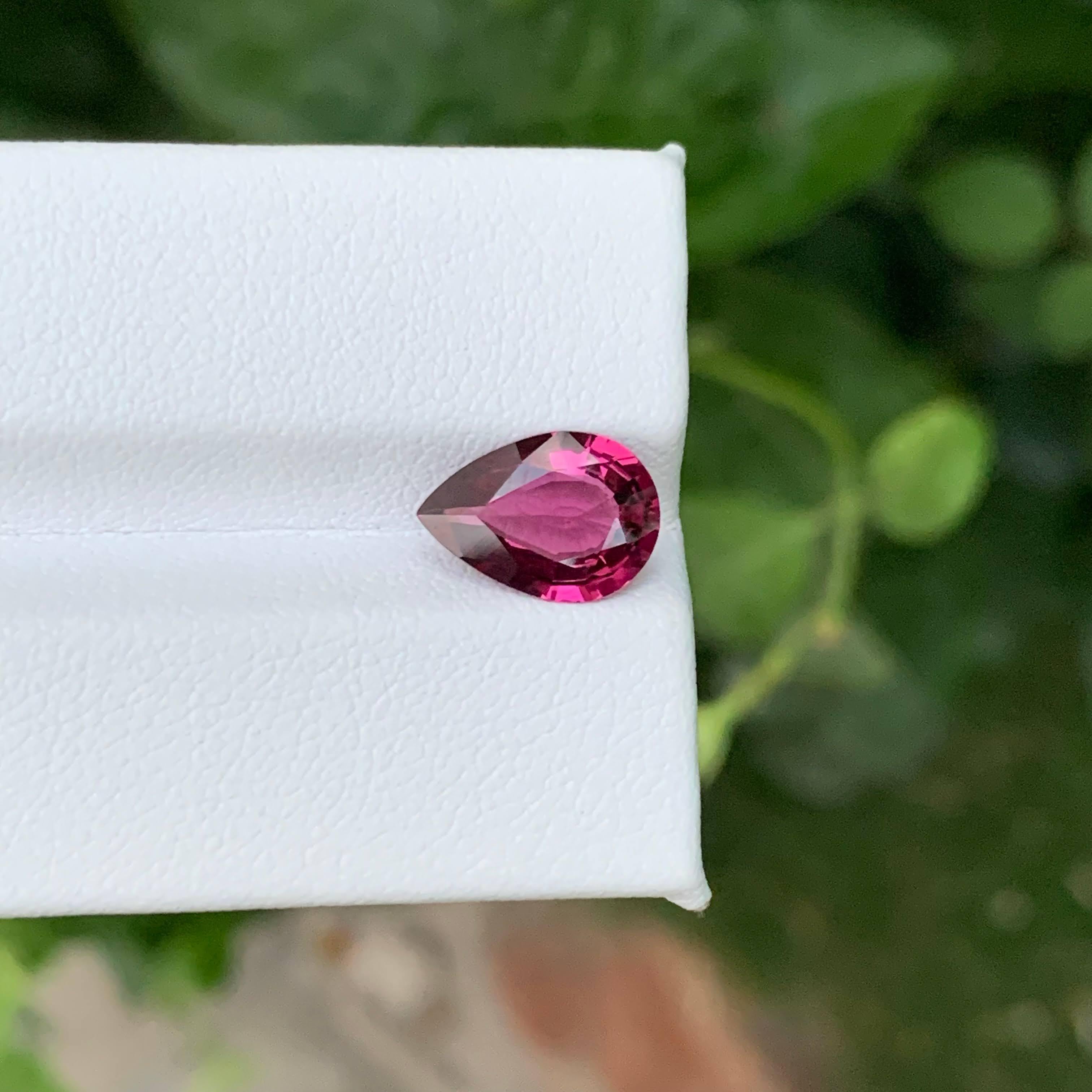 2.45 Carat Natural Loose Rubellite Tourmaline Stone Pear Cut Afghan Gemstone For Sale 6