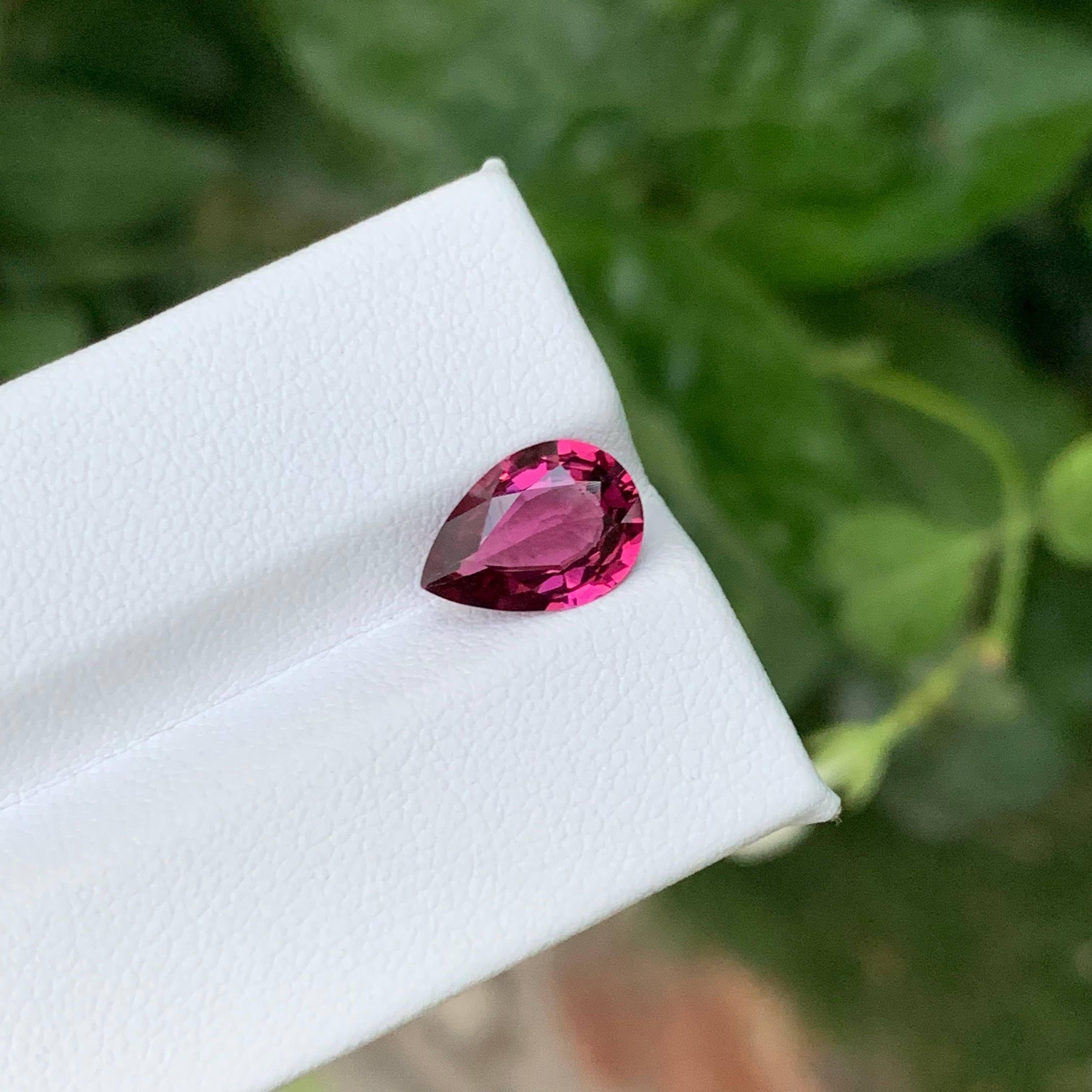 Modern 2.45 Carat Natural Loose Rubellite Tourmaline Stone Pear Cut Afghan Gemstone For Sale