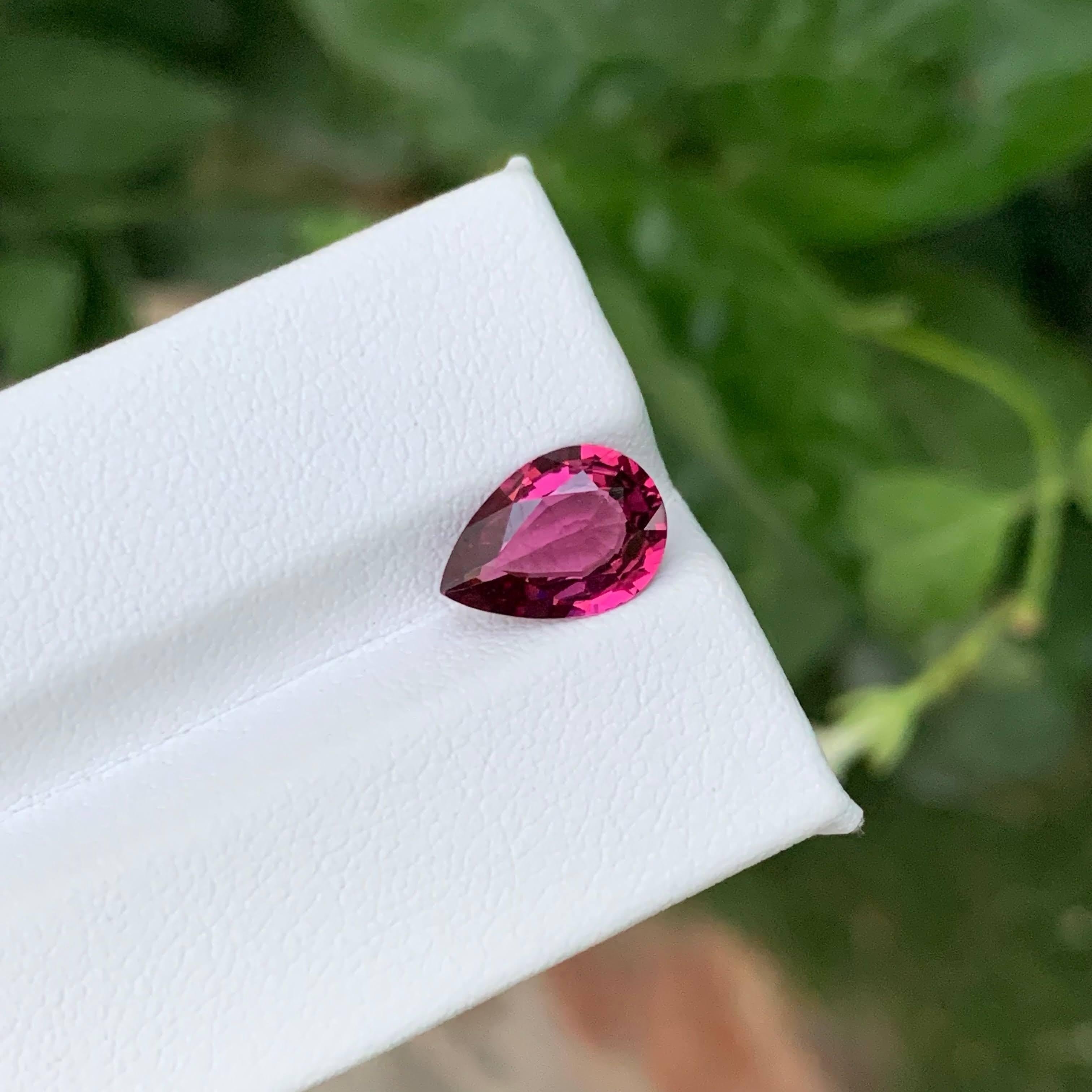 2.45 Carat Natural Loose Rubellite Tourmaline Stone Pear Cut Afghan Gemstone In New Condition For Sale In Bangkok, TH