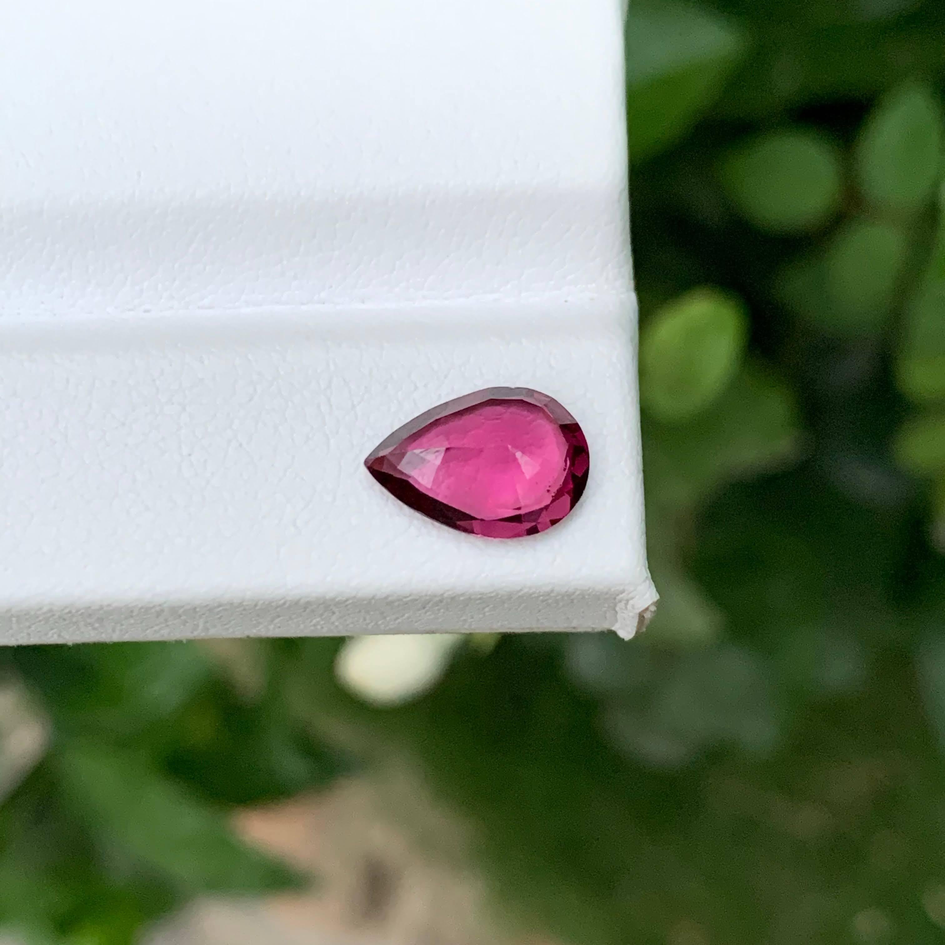 2.45 Carat Natural Loose Rubellite Tourmaline Stone Pear Cut Afghan Gemstone For Sale 1