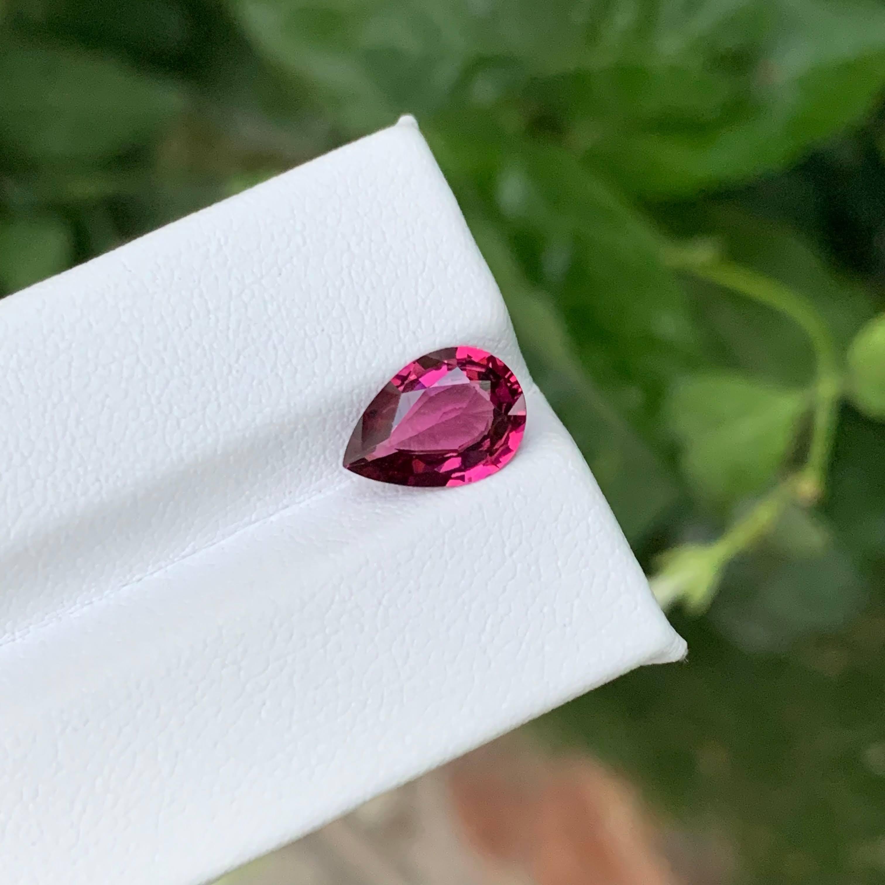 2.45 Carat Natural Loose Rubellite Tourmaline Stone Pear Cut Afghan Gemstone For Sale 2