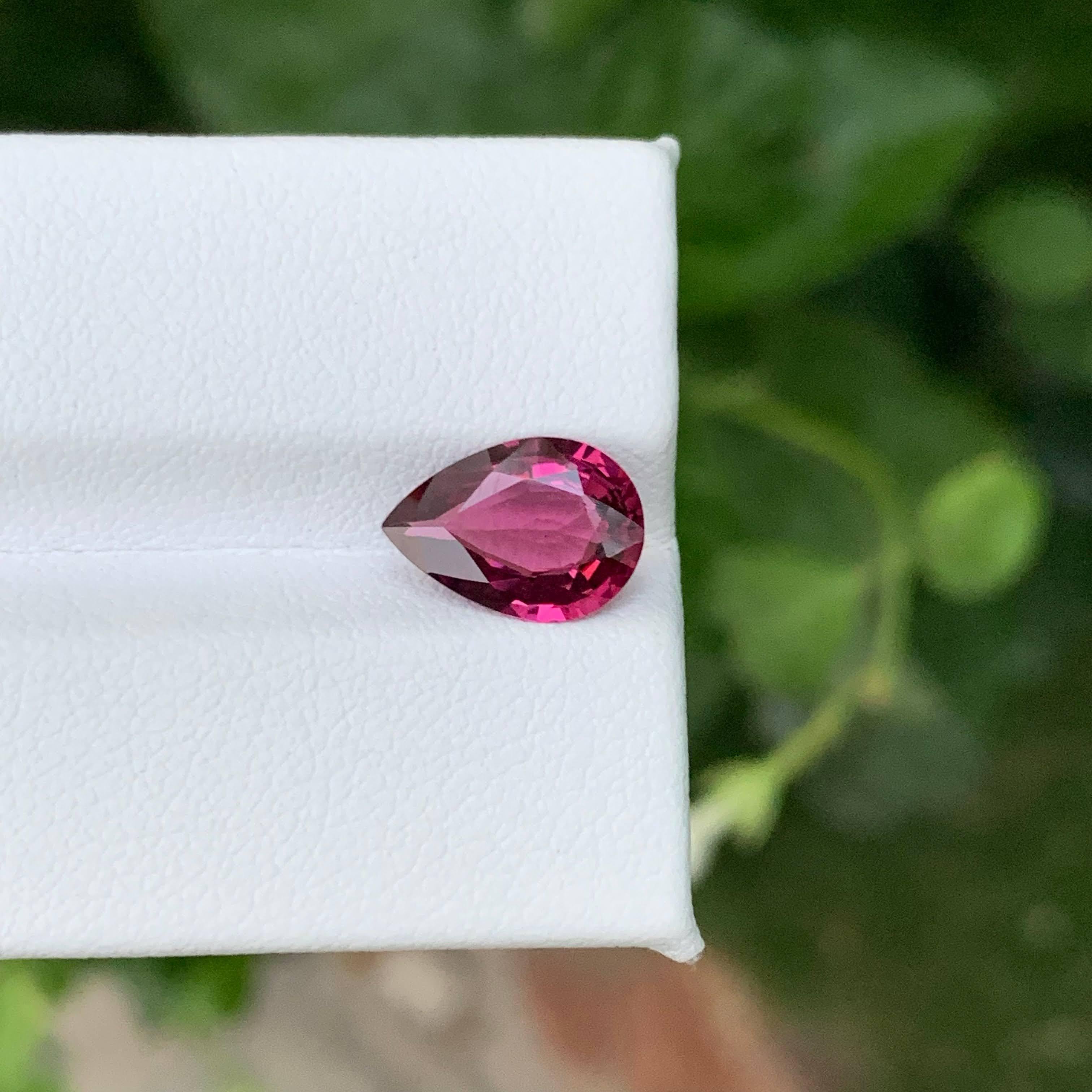 2.45 Carat Natural Loose Rubellite Tourmaline Stone Pear Cut Afghan Gemstone For Sale 4