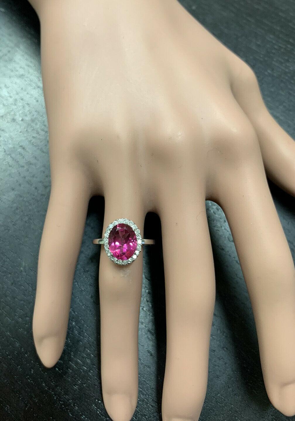 2.45 Carat Natural Pink Topaz and Diamond 14 Karat Solid White Gold Ring In New Condition For Sale In Los Angeles, CA