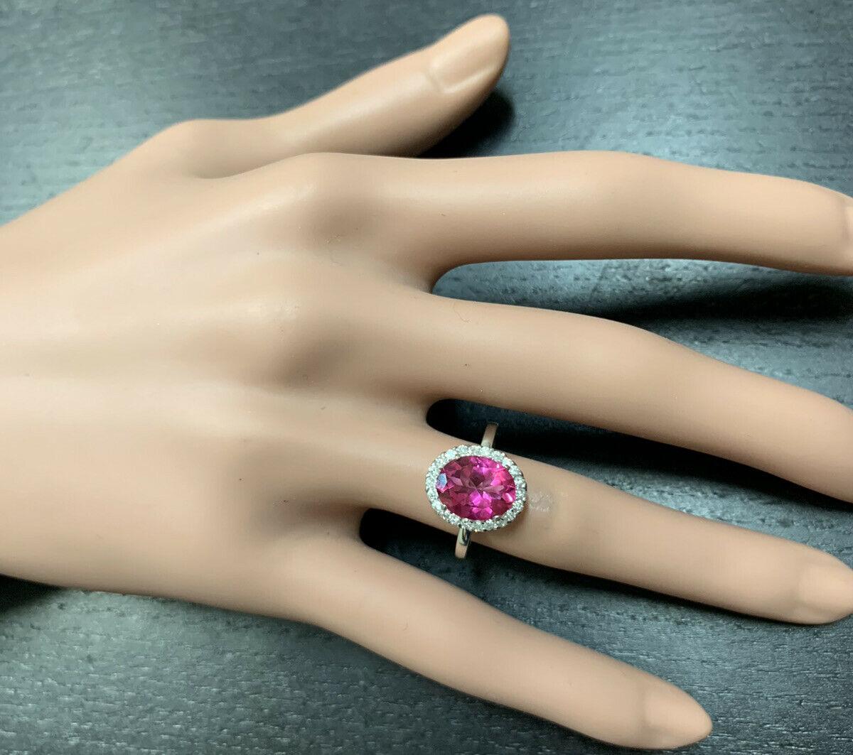 2.45 Carat Natural Pink Topaz and Diamond 14 Karat Solid White Gold Ring For Sale 1
