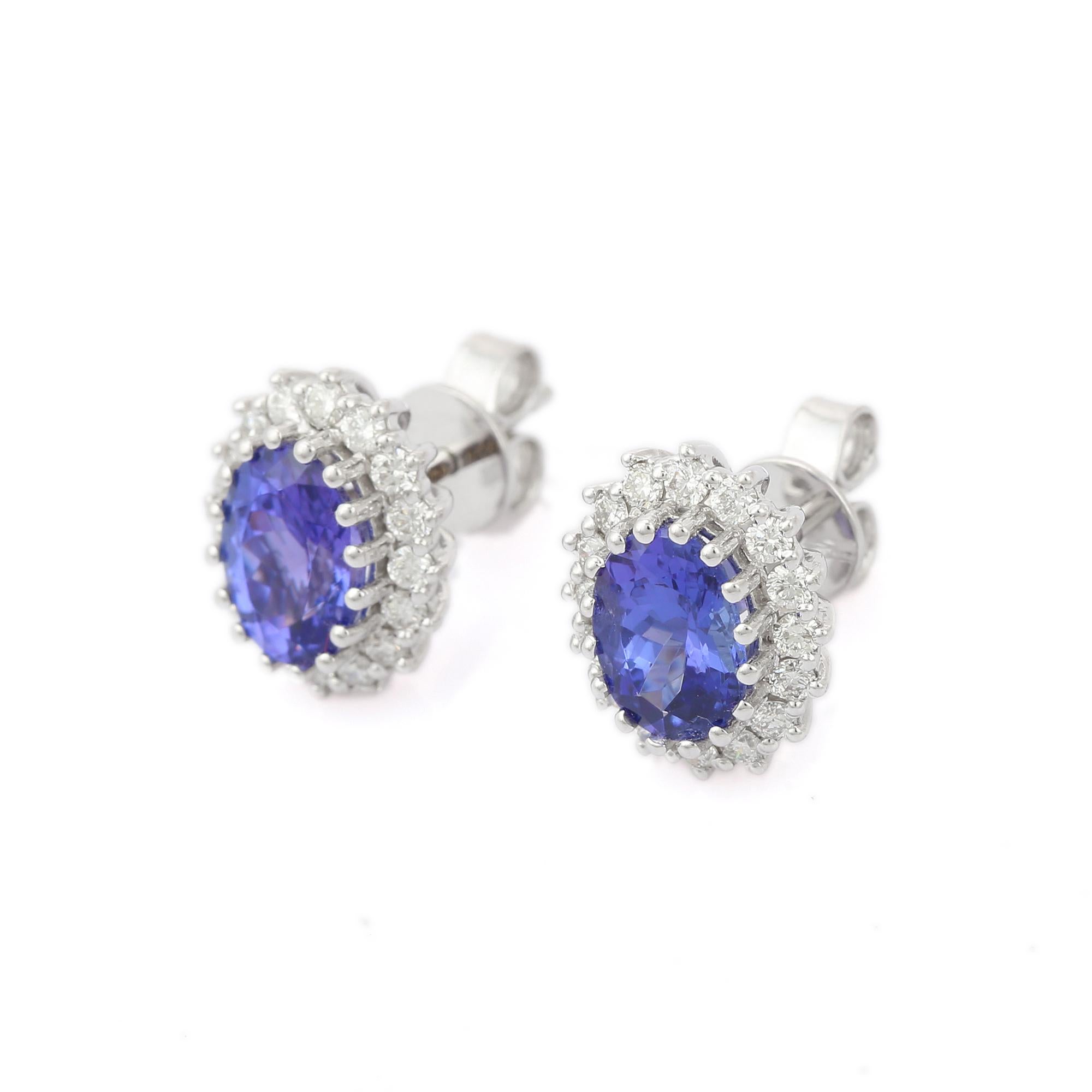 tanzanite oval earrings