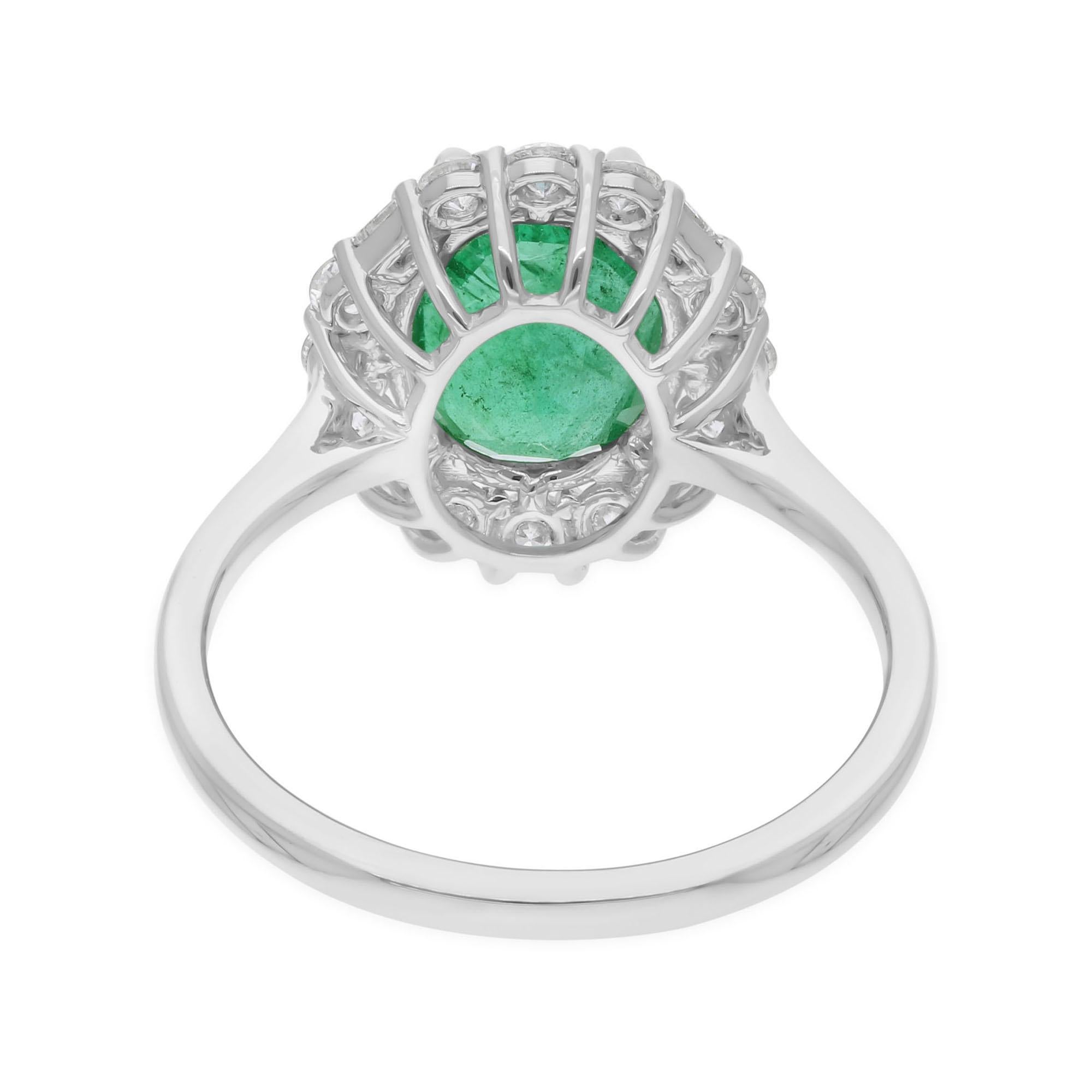Im Angebot: 2,45 Karat Oval Sambia Smaragd Geburtsstein Diamant Halo Ring 18k Weißgold () 7