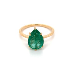 2.45 Carat Pear Shape Emerald Ring in 10k Yellow Gold