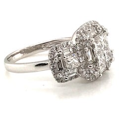 2.45 Carat Princess Cluster Diamond Ring with Baguettes and Rounds