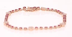2.45 Carat Ruby Diamond Bracelet 14 Karat Rose Gold
