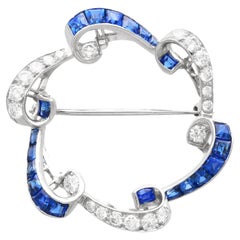 2.45 Carat Sapphire and 1.75 Carat Diamond Platinum Brooch
