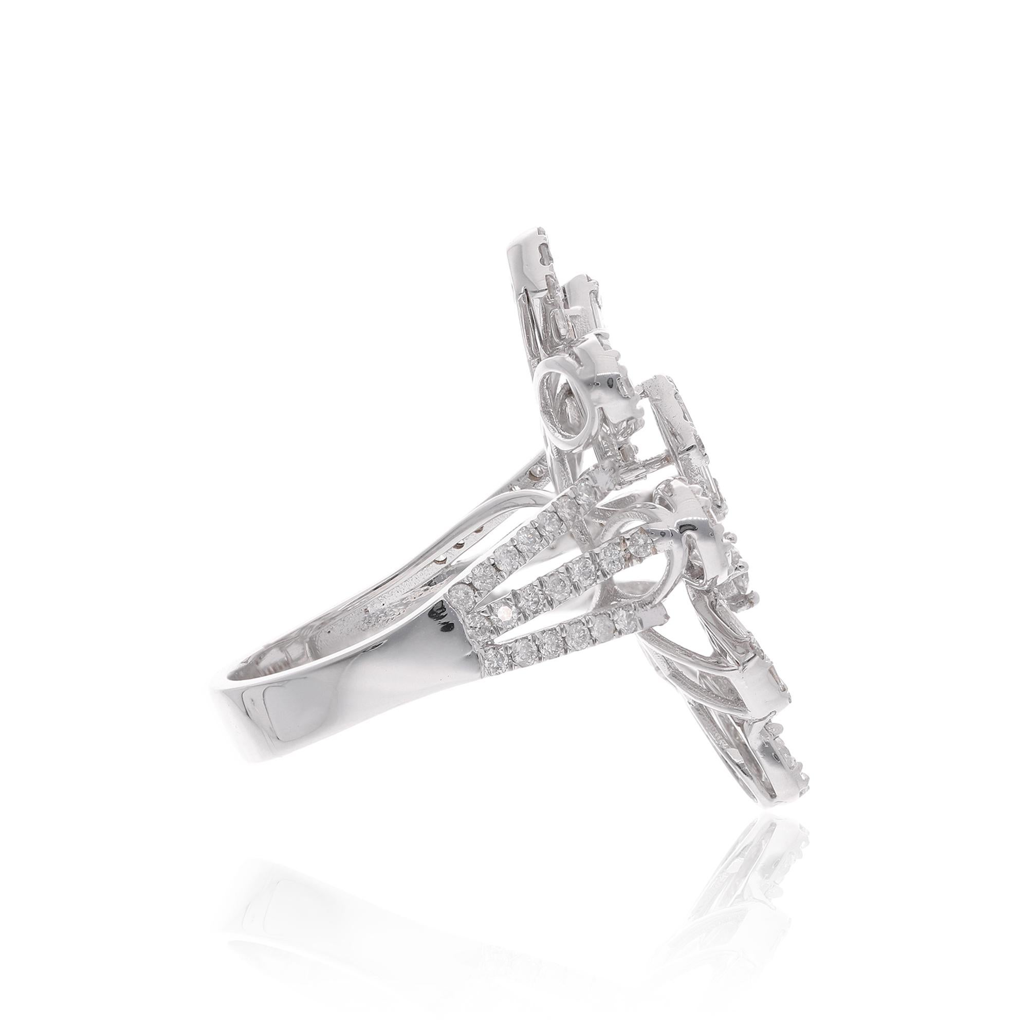 Moderno 2,45 Carati SI Chiarezza HI Colore Baguette Anello con diamante rotondo Oro bianco 18 carati in vendita
