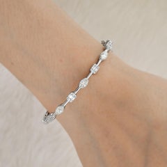 2.45 Carat SI/H Diamond Cluster Bangle Bracelet 14 Karat White Gold Jewelry