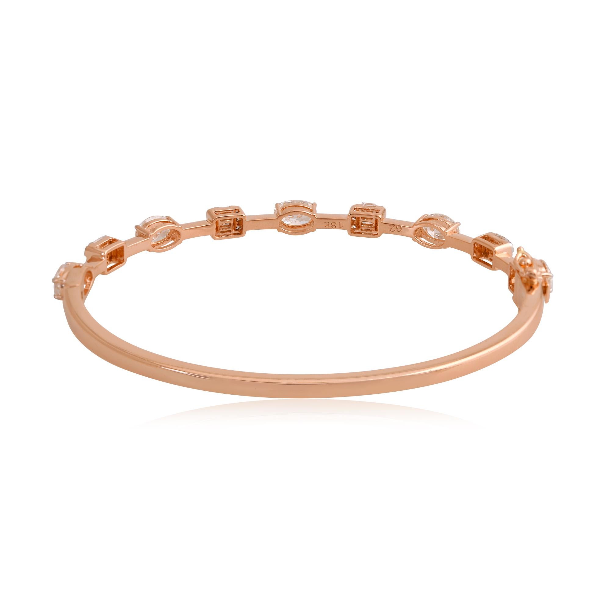 Pulsera de brazalete con diamantes SI/H de 2,45 quilates y oro rosa de 14 quilates Joyería fina en venta 1