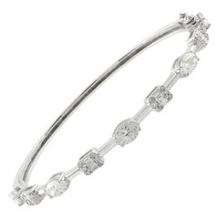 2.45 Carat SI/HI Marquise Diamond Sleek Bracelet 14 Karat White Gold Jewelry