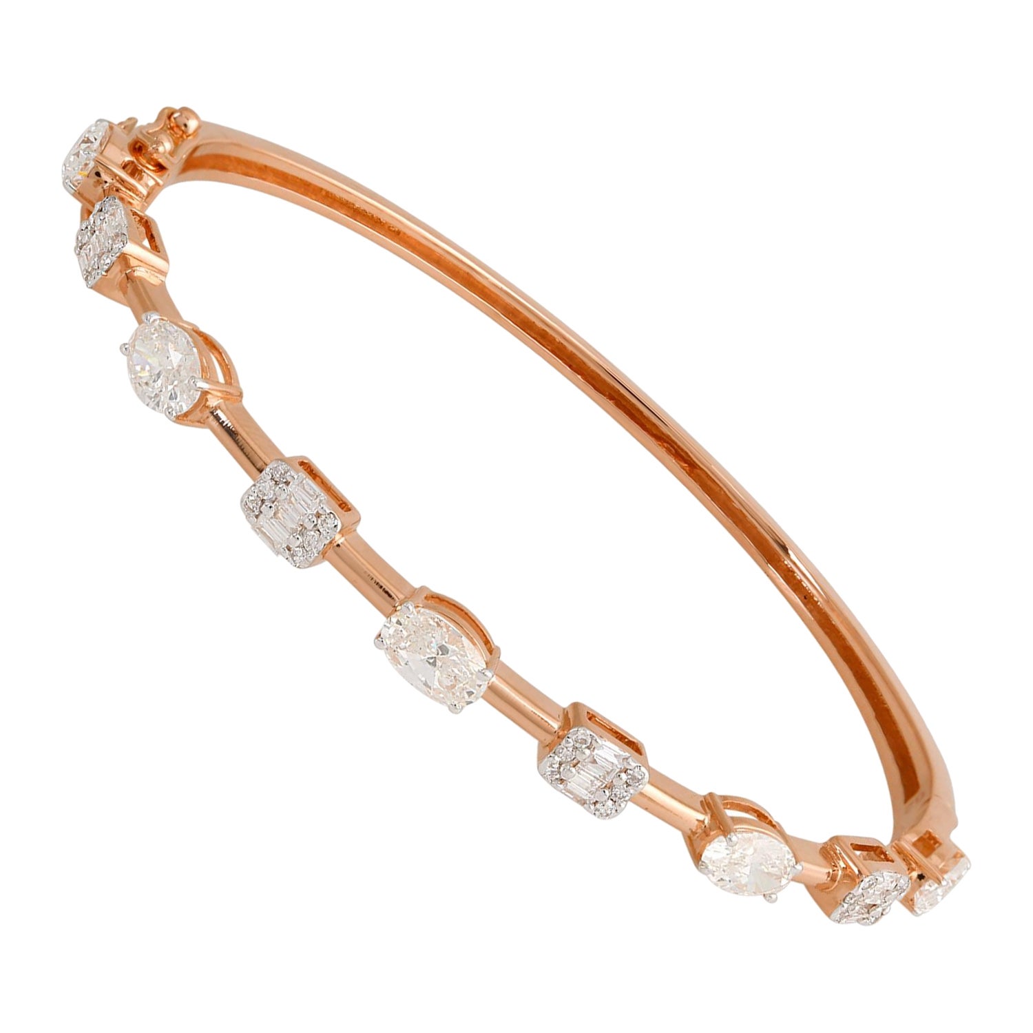 2,45 carati SI/HI Marquise Diamond Sleek Bracelet Oro rosa 18 carati Gioielli di pregio