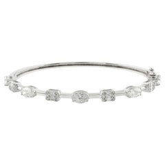 2.45 Carat SI/HI Marquise Diamond Sleek Bracelet 18 Karat White Gold Jewelry