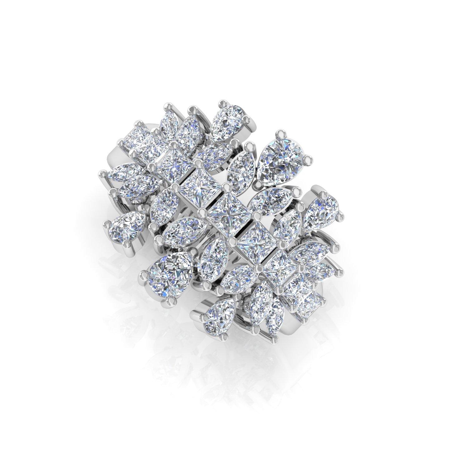 2,45 Karat SI/HI Diamant-Cocktailring mit Prinzessinnenschliff aus 14 Karat Weißgold im Angebot 4