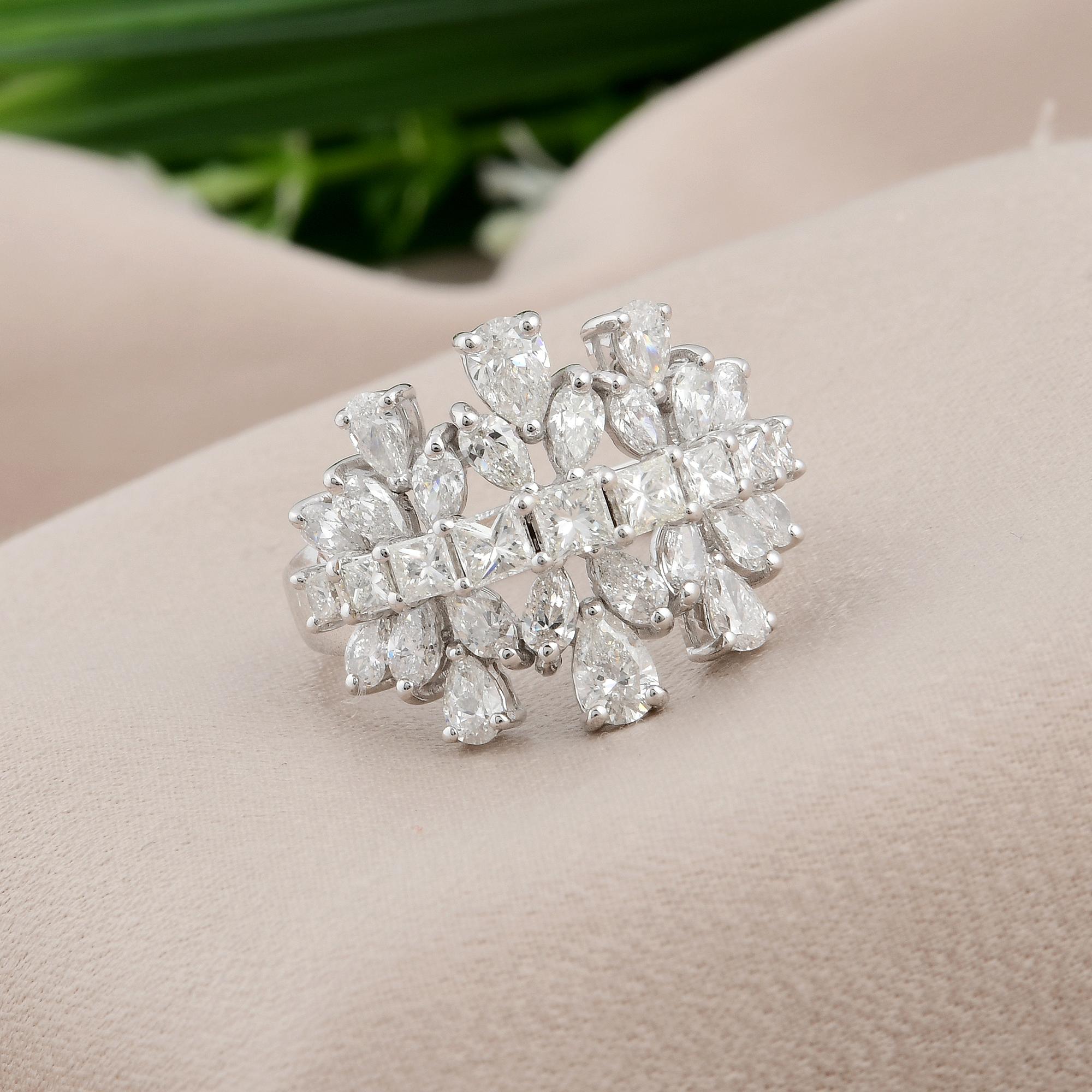 Modern 2.45 Carat SI/HI Princess Cut Diamond Cocktail Ring 14 Karat White Gold Jewelry For Sale