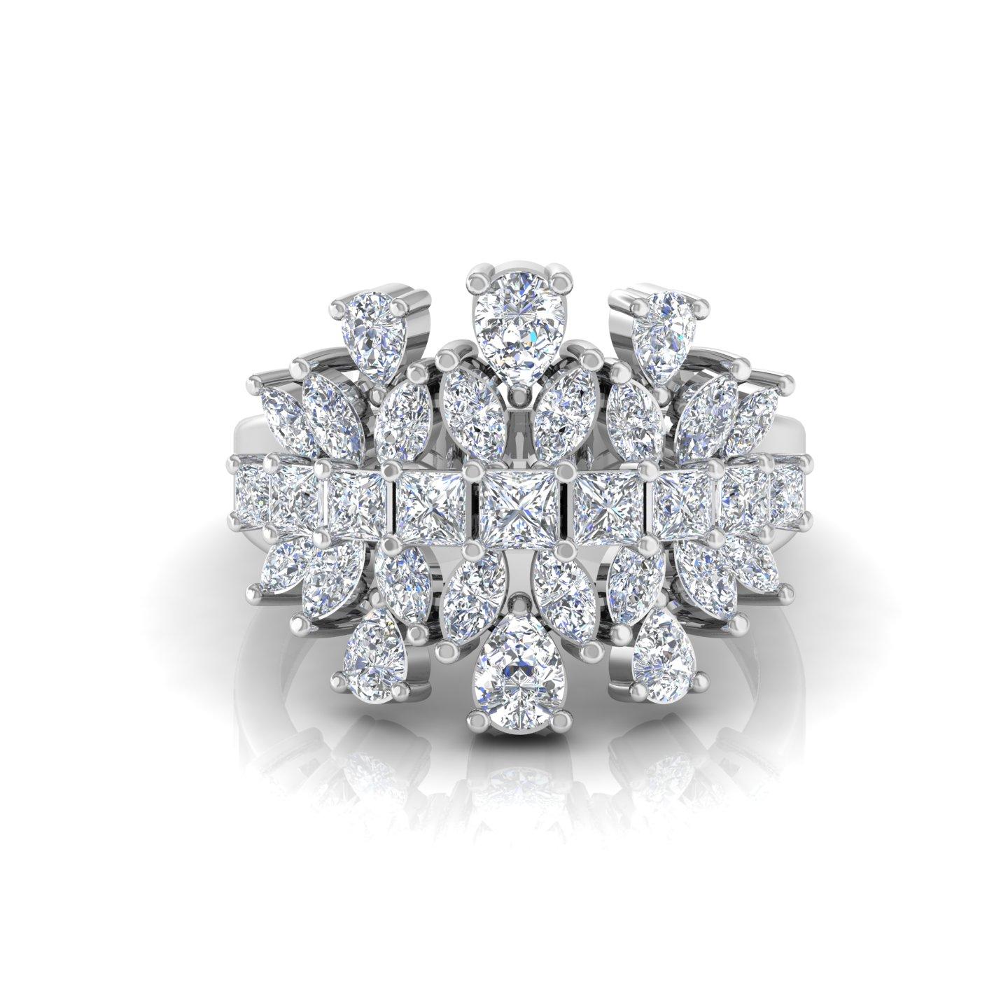 2,45 Karat SI/HI Diamant-Cocktailring mit Prinzessinnenschliff aus 14 Karat Weißgold im Angebot 1