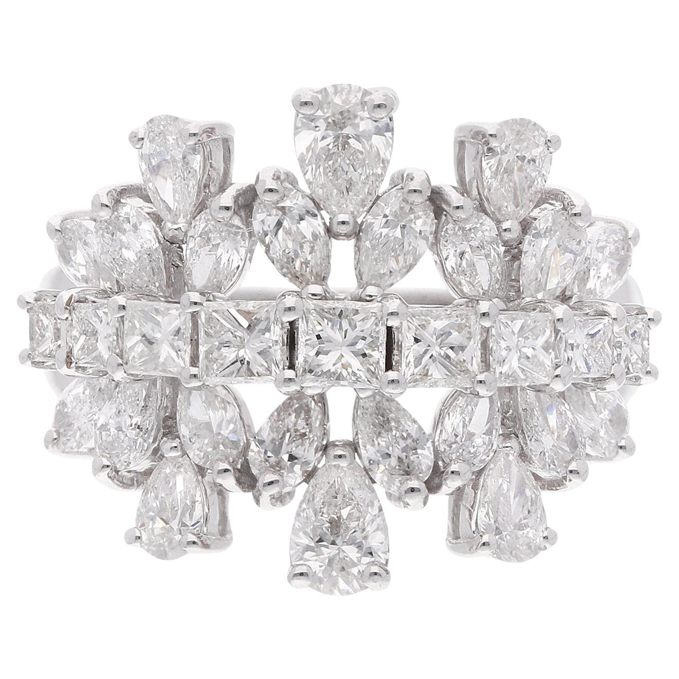 2,45 Karat SI/HI Diamant-Cocktailring aus 18 Karat Weißgold mit Prinzessinnenschliff