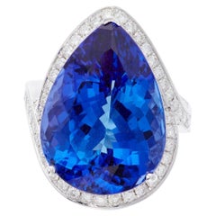 24.5 Carat Tanzanite Diamond 18K White Gold Ring