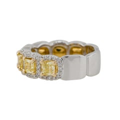 Natural 2.45 Carat Yellow & White Diamond Halo 18-Karat Ring In Stock
