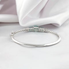 2.45 Carat Zambian Emerald 0.52 Carat SI/H Diamond Bracelet 14 Karat White Gold