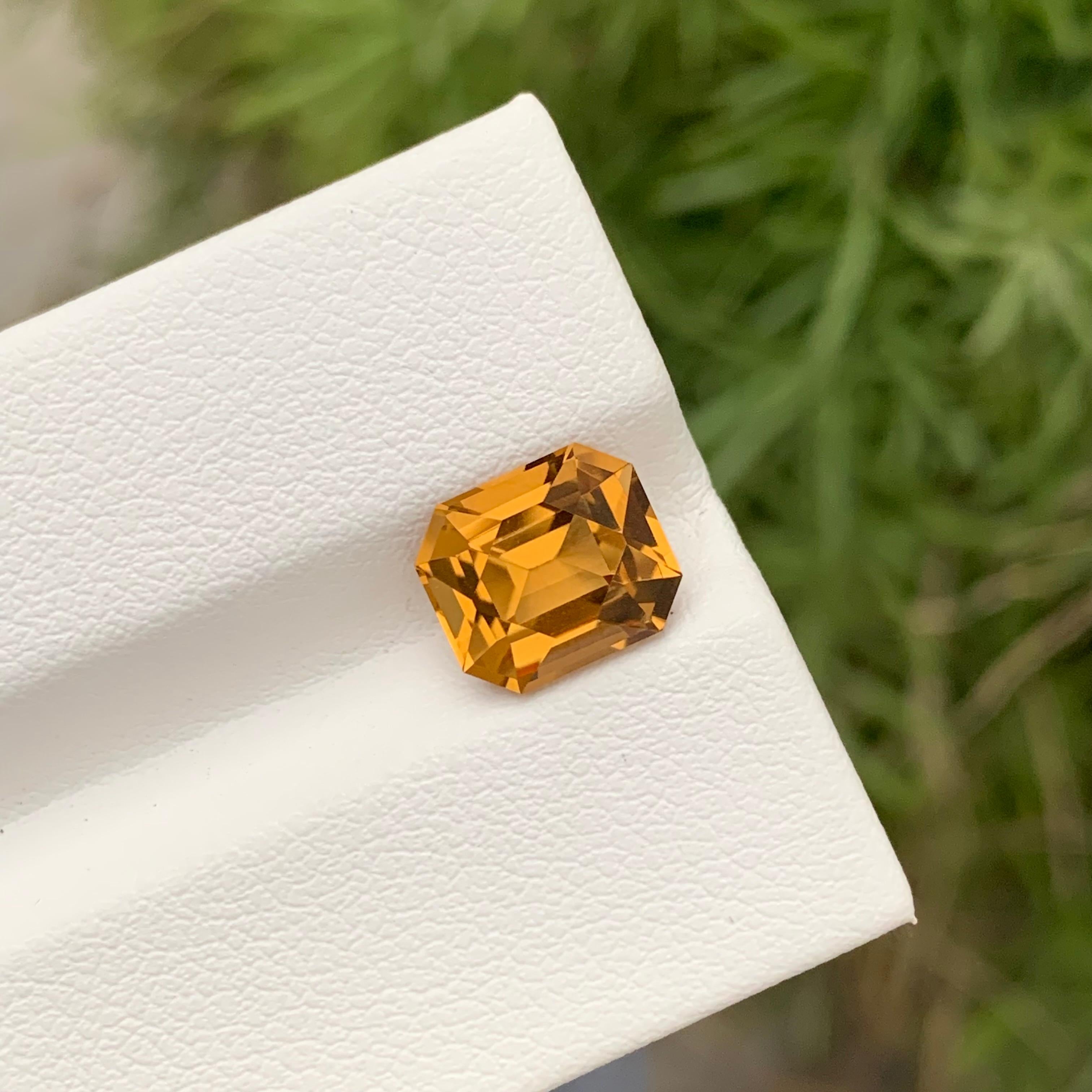 Arts and Crafts 2.45 Carats Natural Loose Citrine Emerald Shape Gem From Earth Mine  For Sale